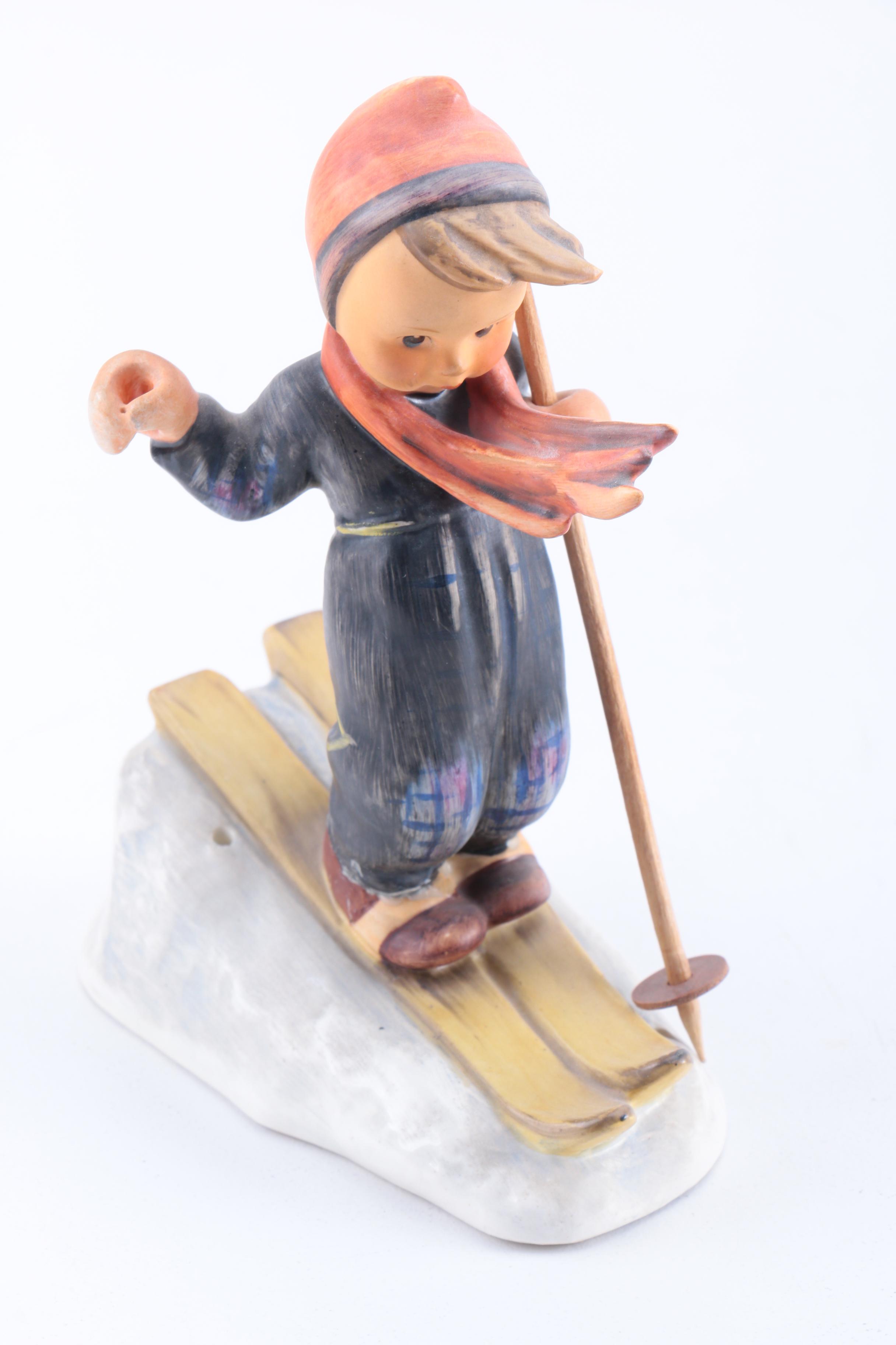 Vintage Hummel "Skier" and "Chimney Sweep" Porcelain Figurines