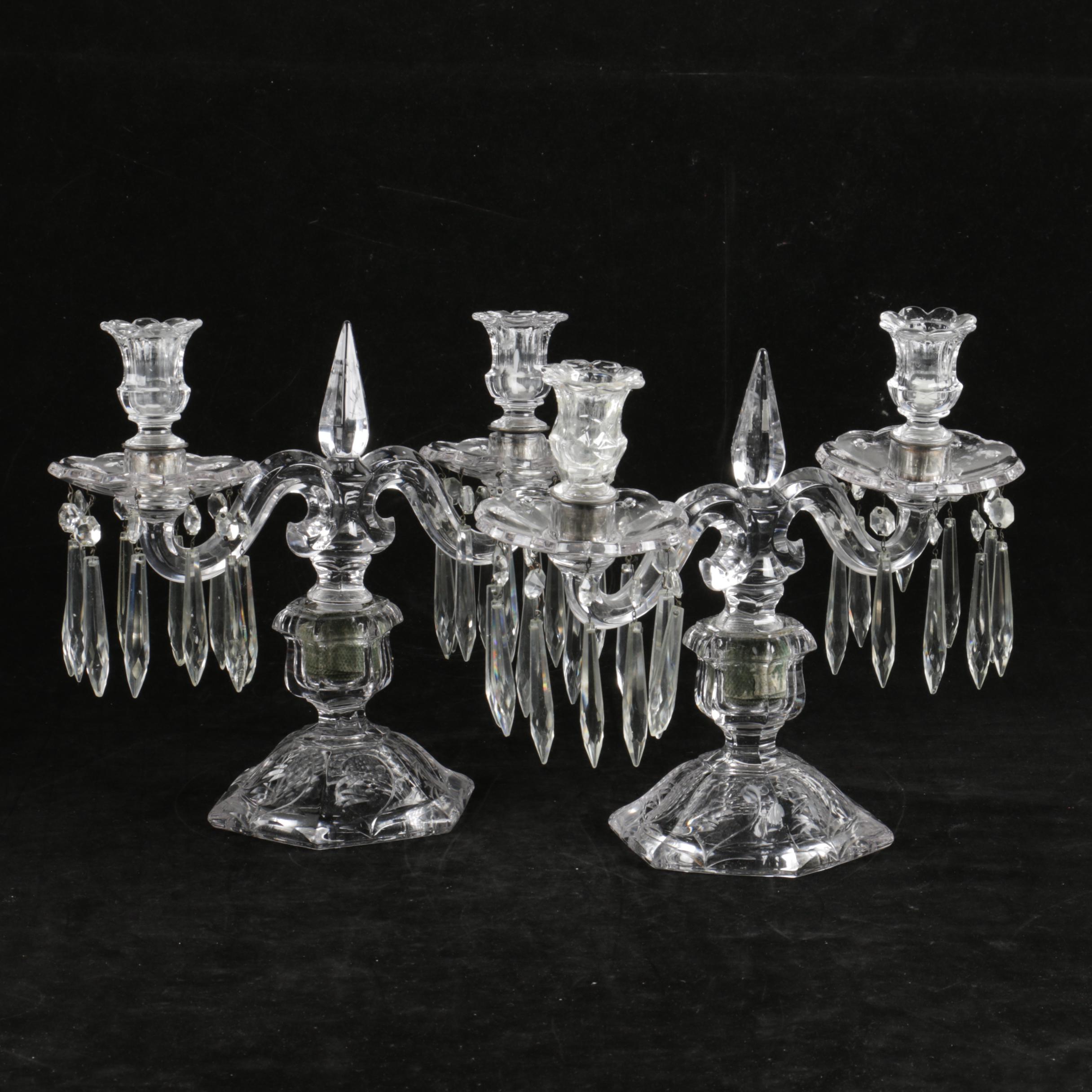 Pair of Vintage Crystal Candelabras