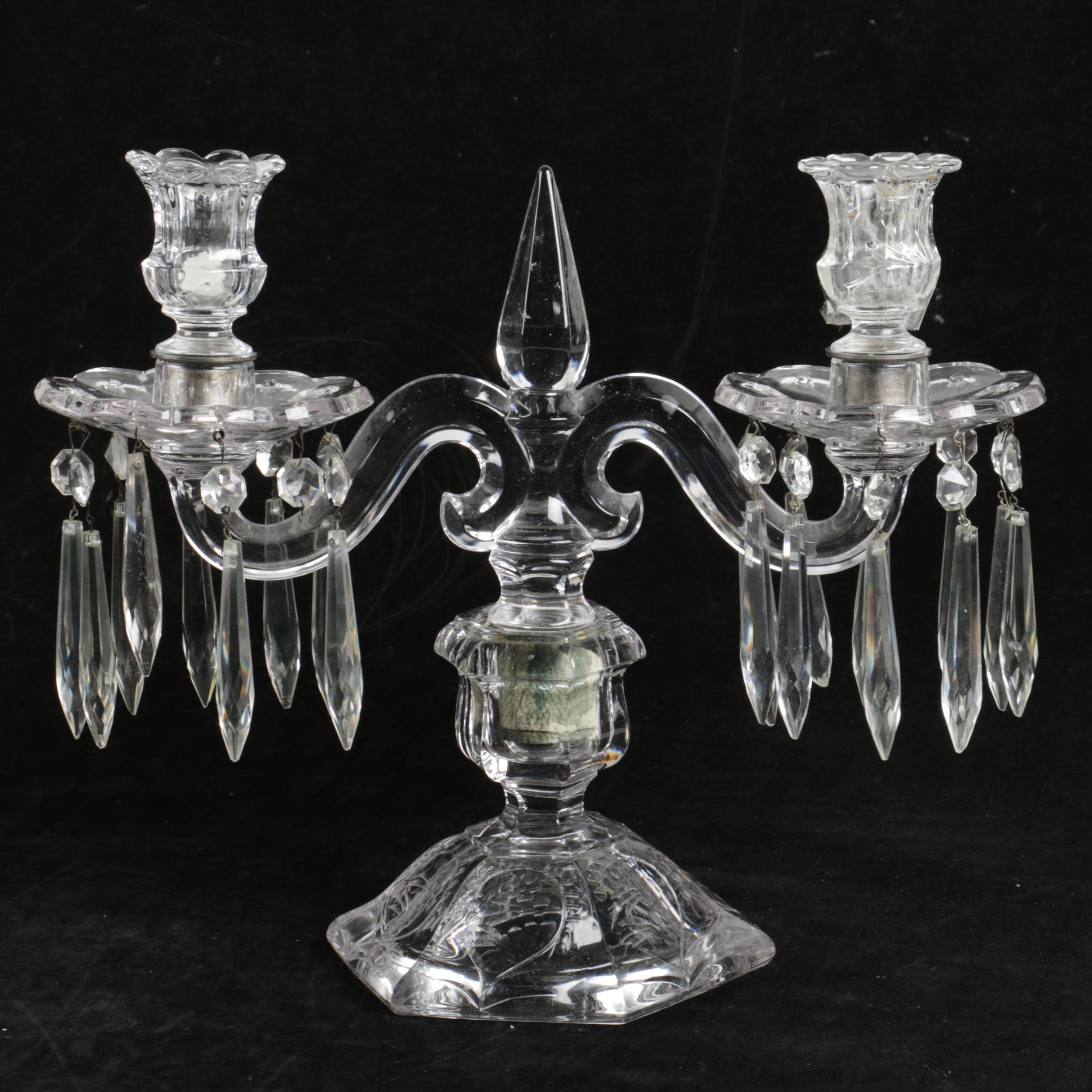 Pair of Vintage Crystal Candelabras