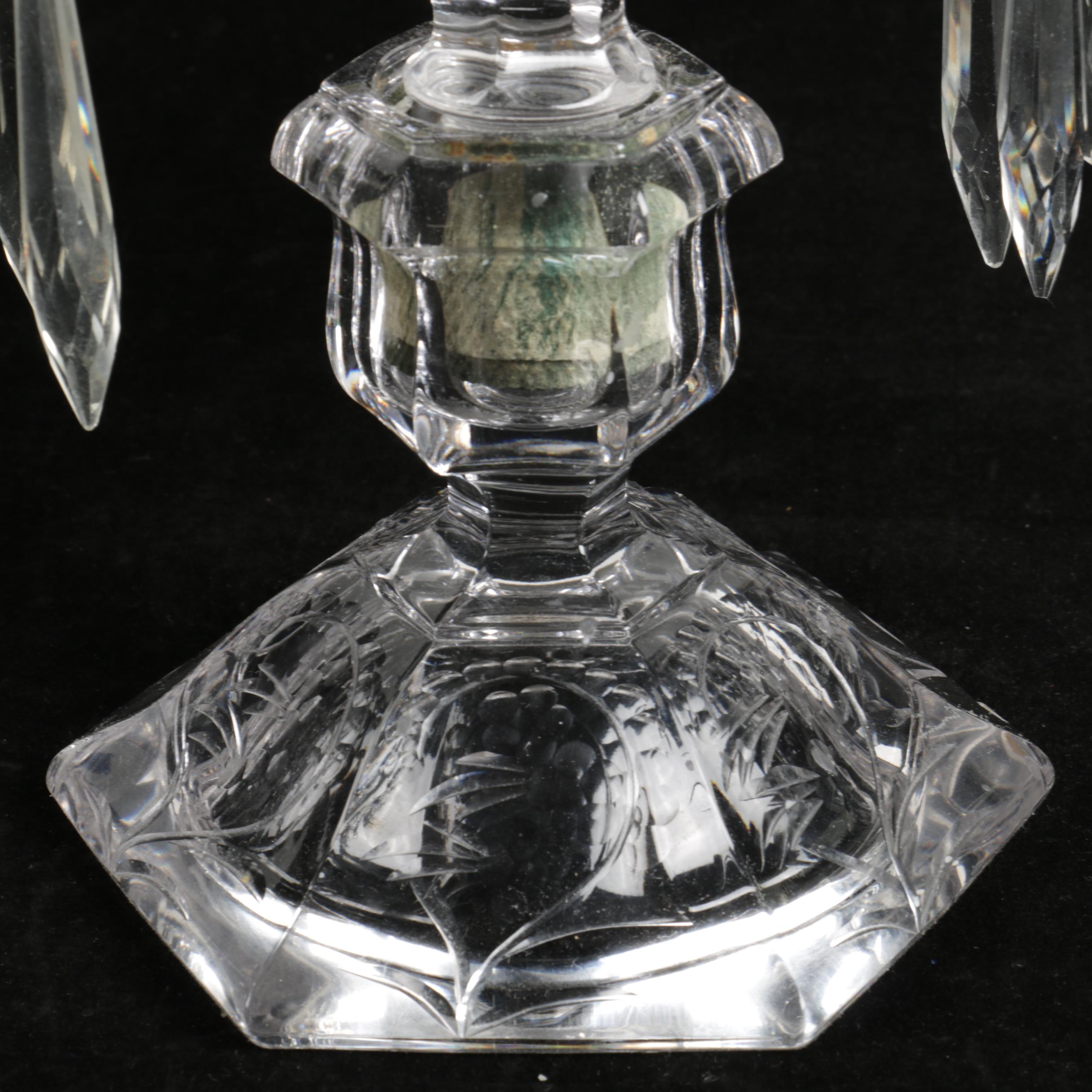 Pair of Vintage Crystal Candelabras