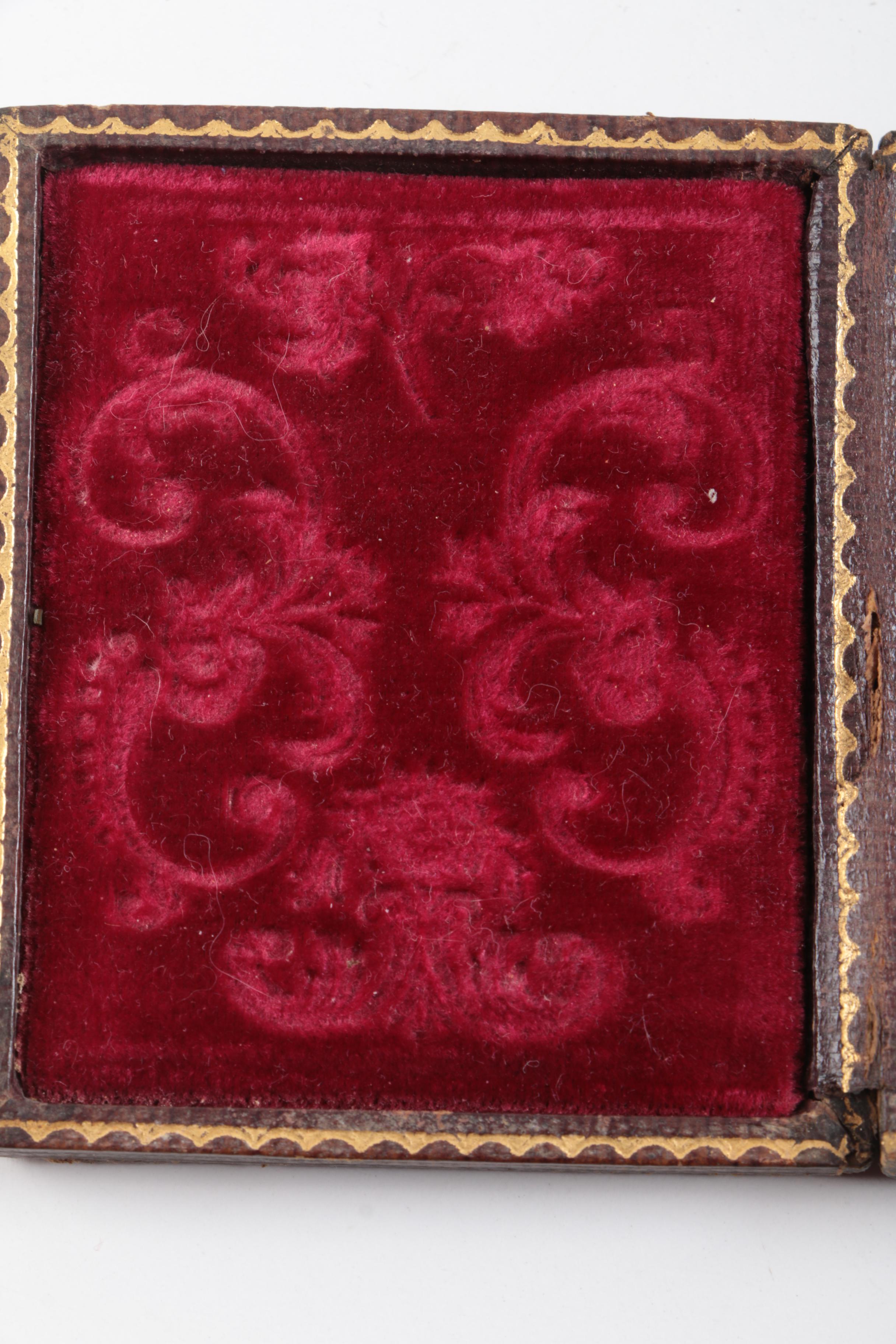 Antique Daguerreotypes In Cases Including Hand-Painted Postmortem Portrait