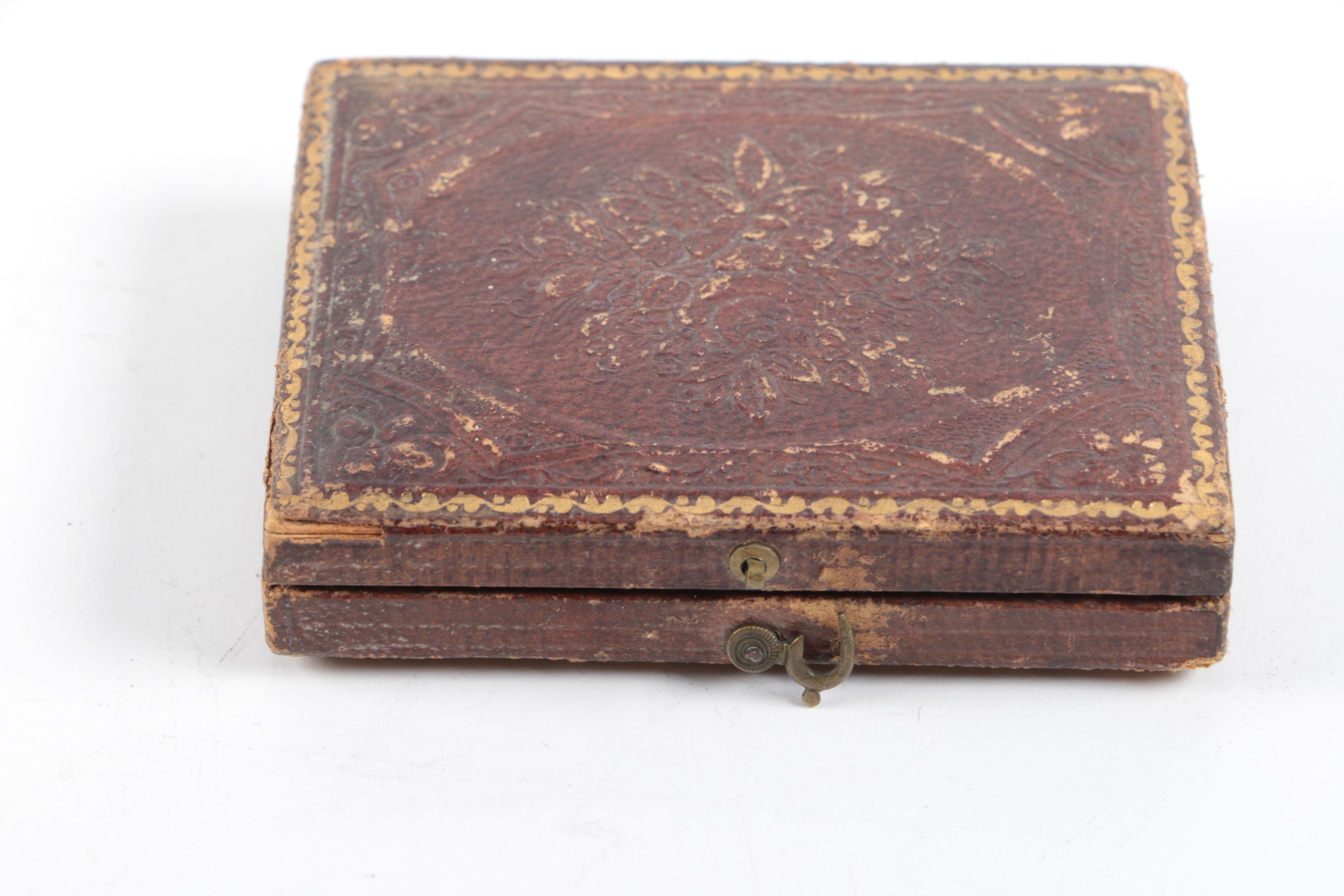 Antique Daguerreotypes In Cases Including Hand-Painted Postmortem Portrait