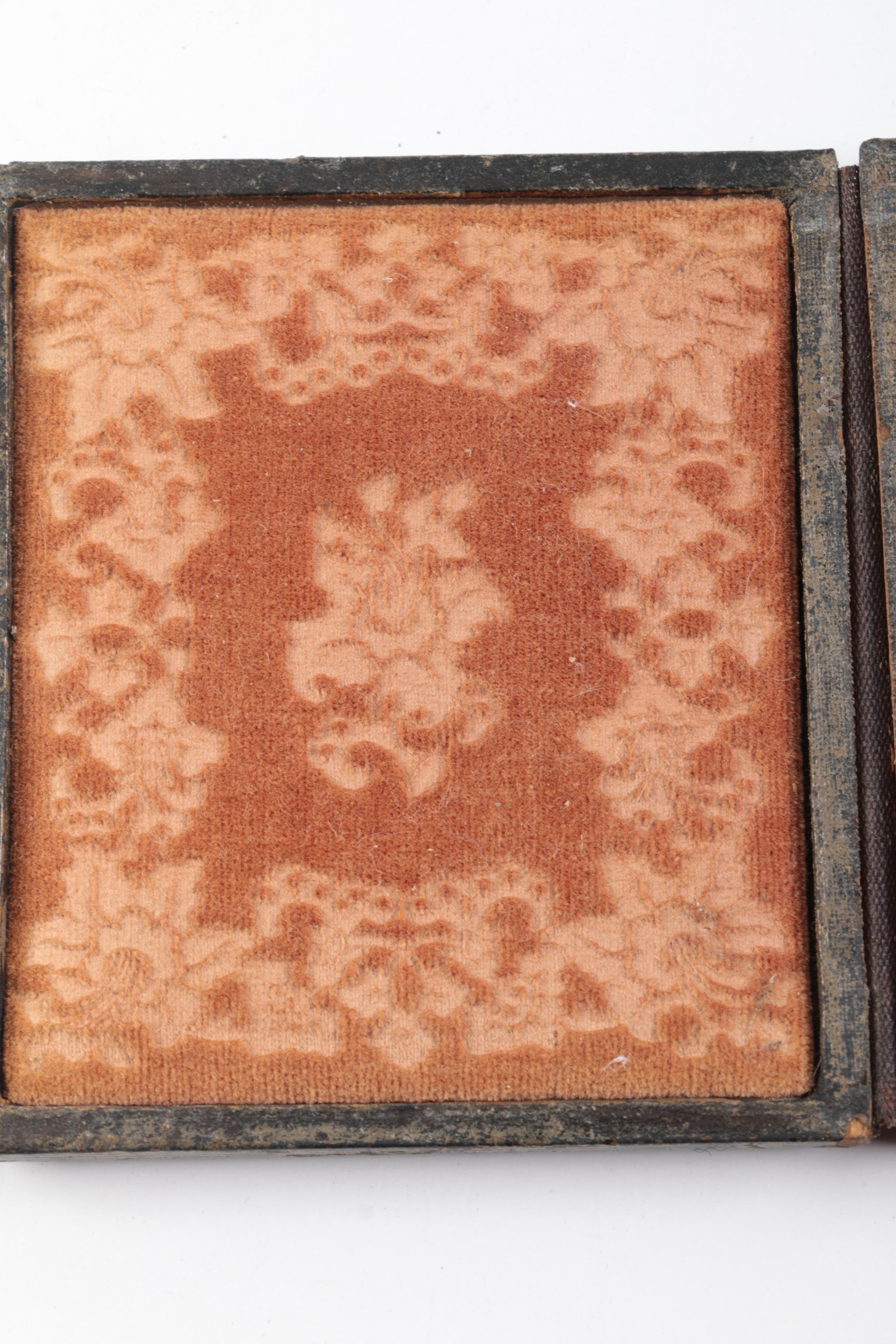 Antique Daguerreotypes In Cases Including Hand-Painted Postmortem Portrait