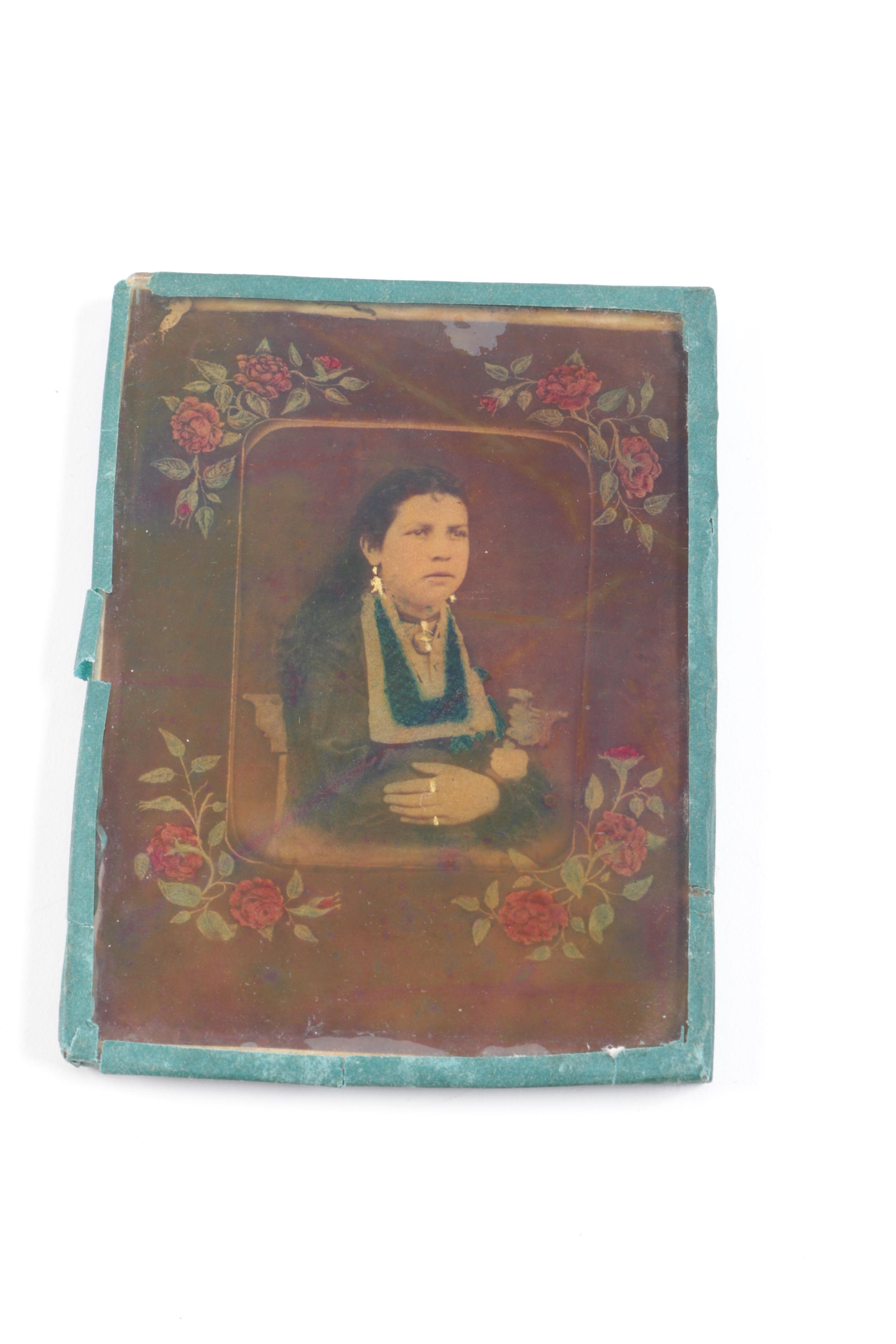 Antique Daguerreotypes In Cases Including Hand-Painted Postmortem Portrait