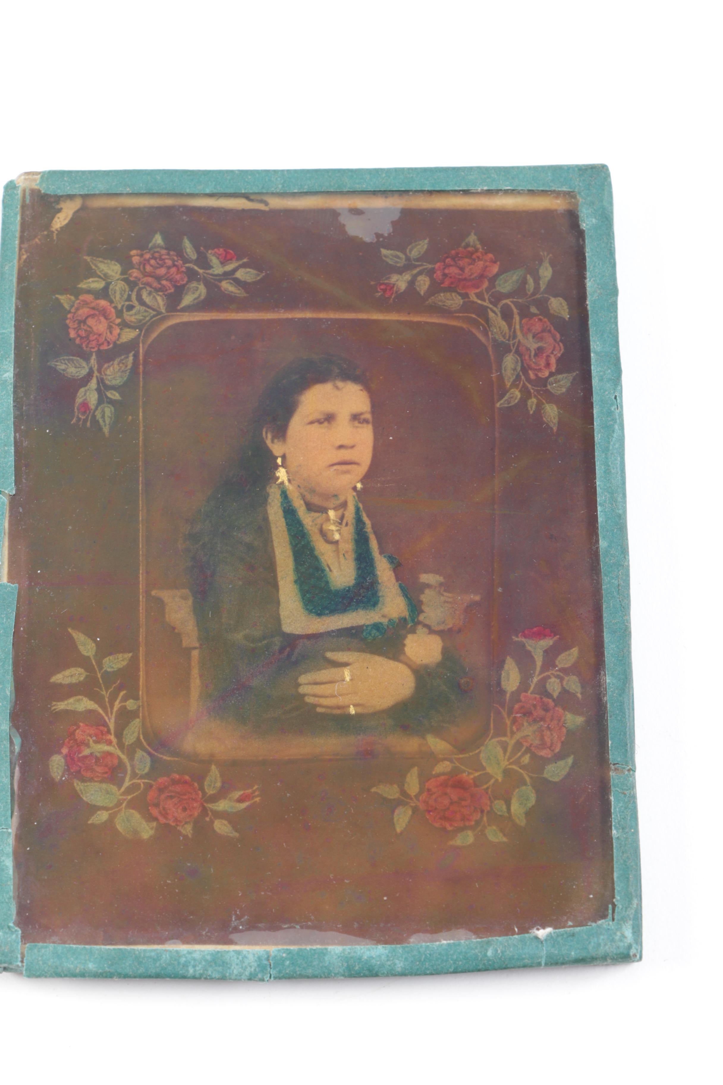 Antique Daguerreotypes In Cases Including Hand-Painted Postmortem Portrait