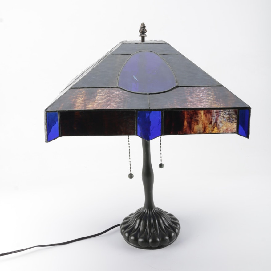 Table Lamp with Stained Glass Shade