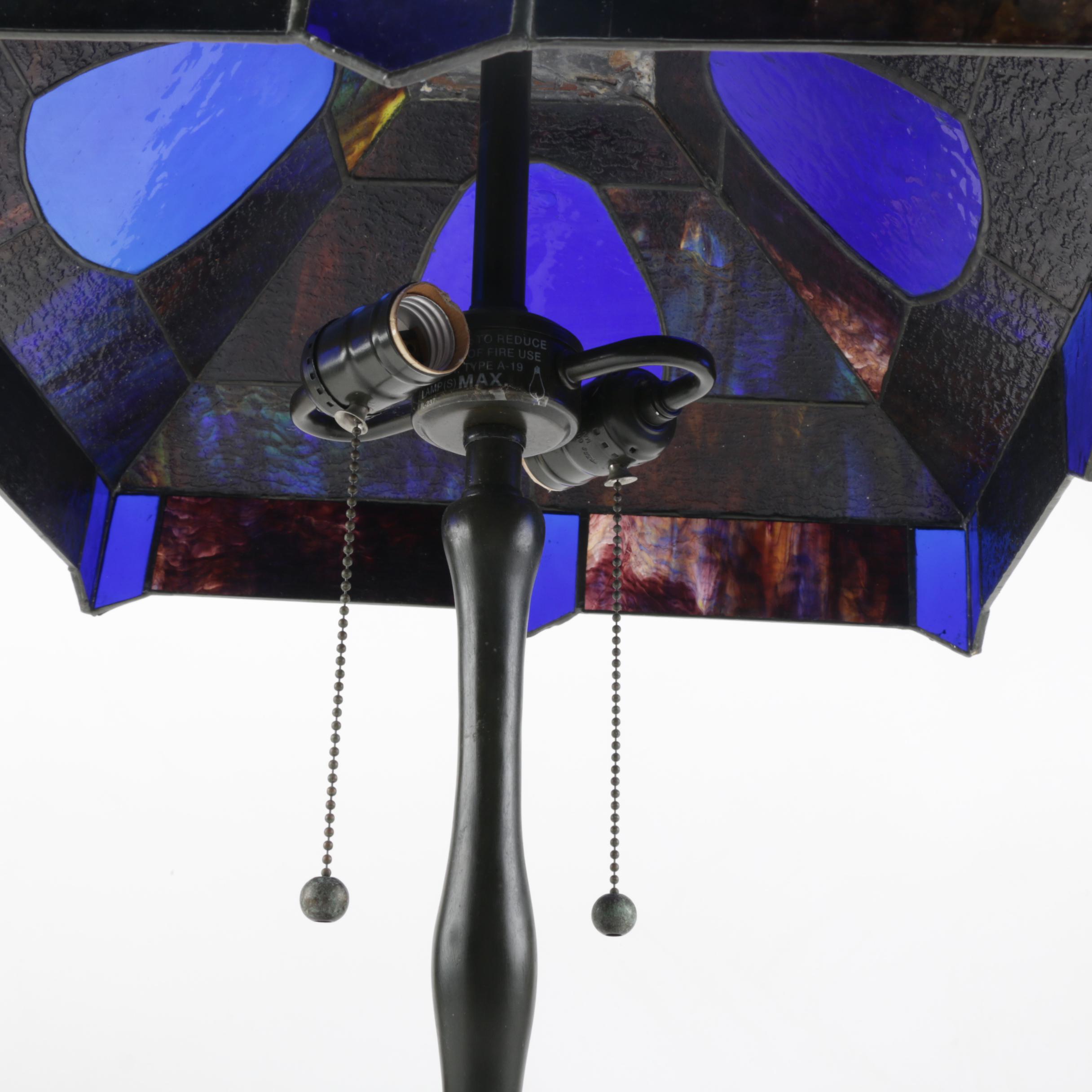 Table Lamp with Stained Glass Shade