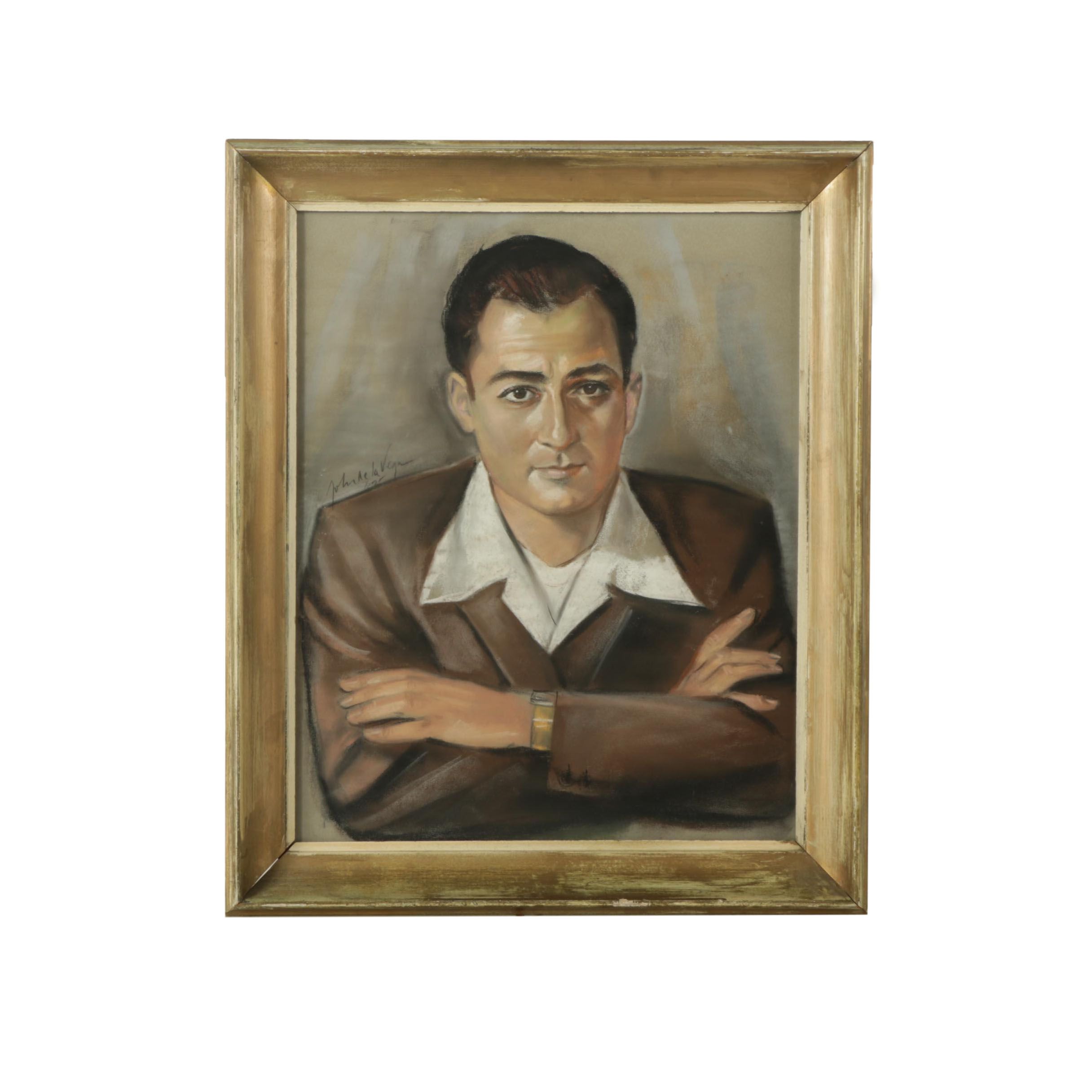 John de la Vega Pastel Portrait of a Man