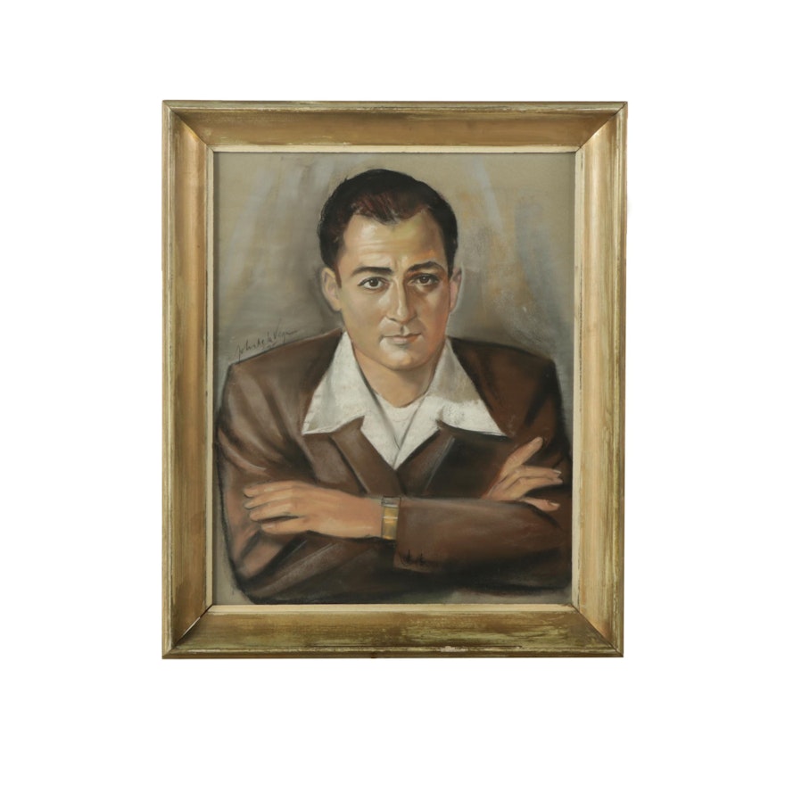 John de la Vega Pastel Portrait of a Man
