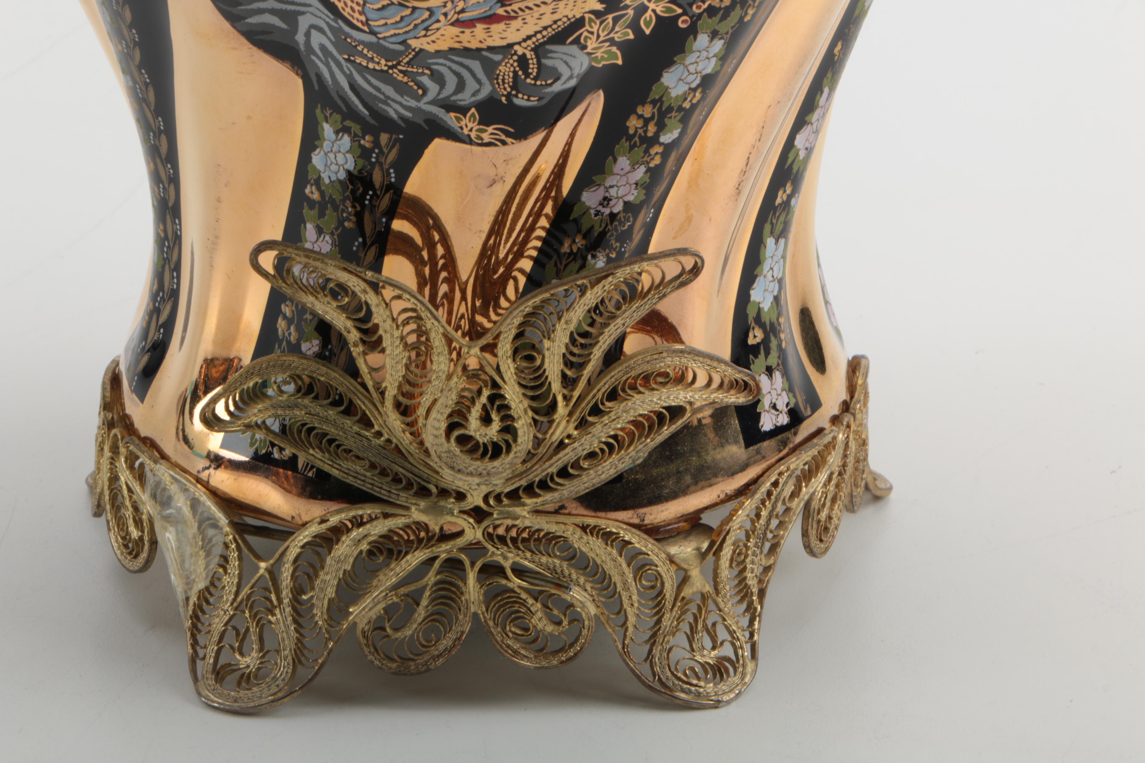 Vintage Hand-Painted Turkish Ceramic Urns