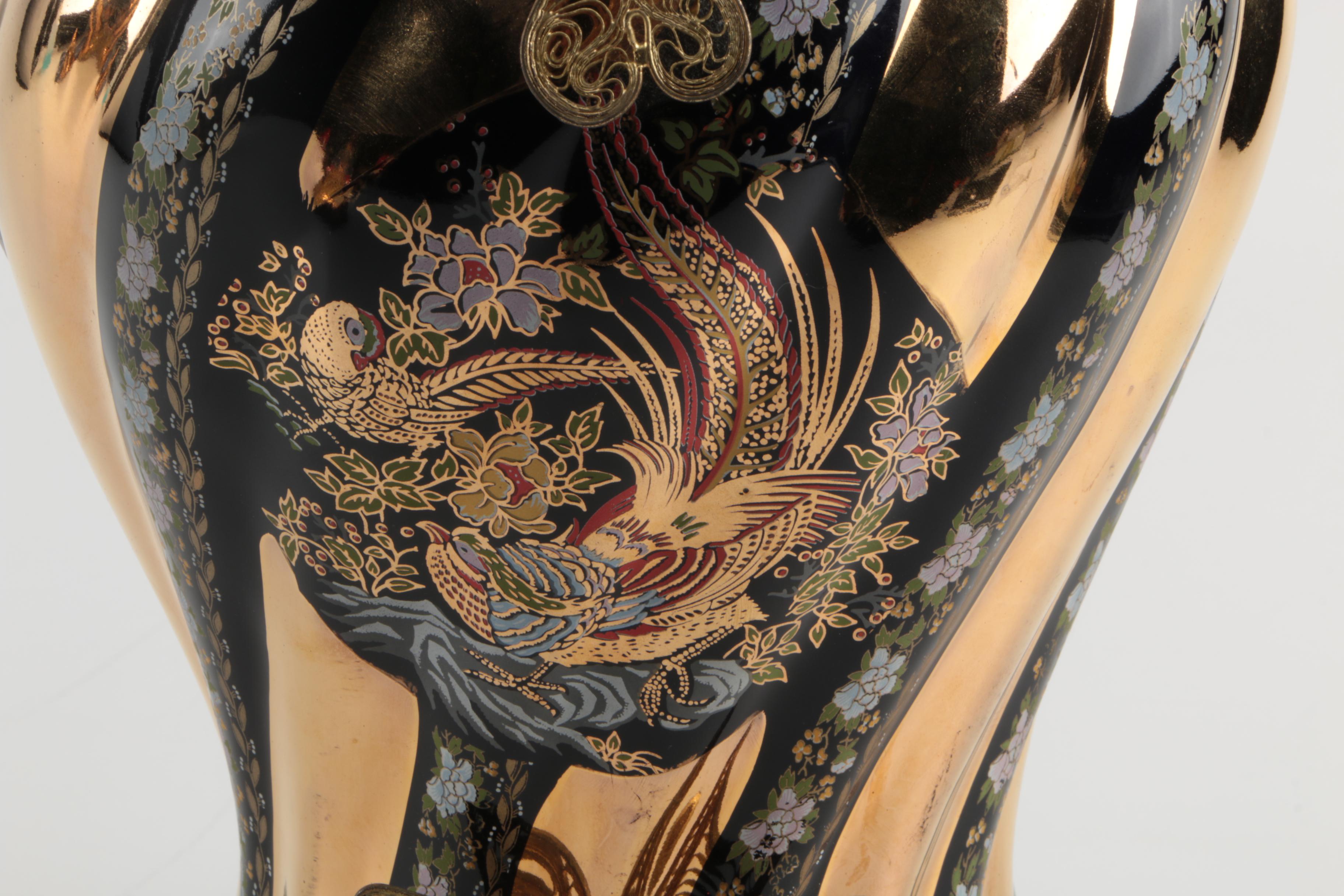 Vintage Hand-Painted Turkish Ceramic Urns