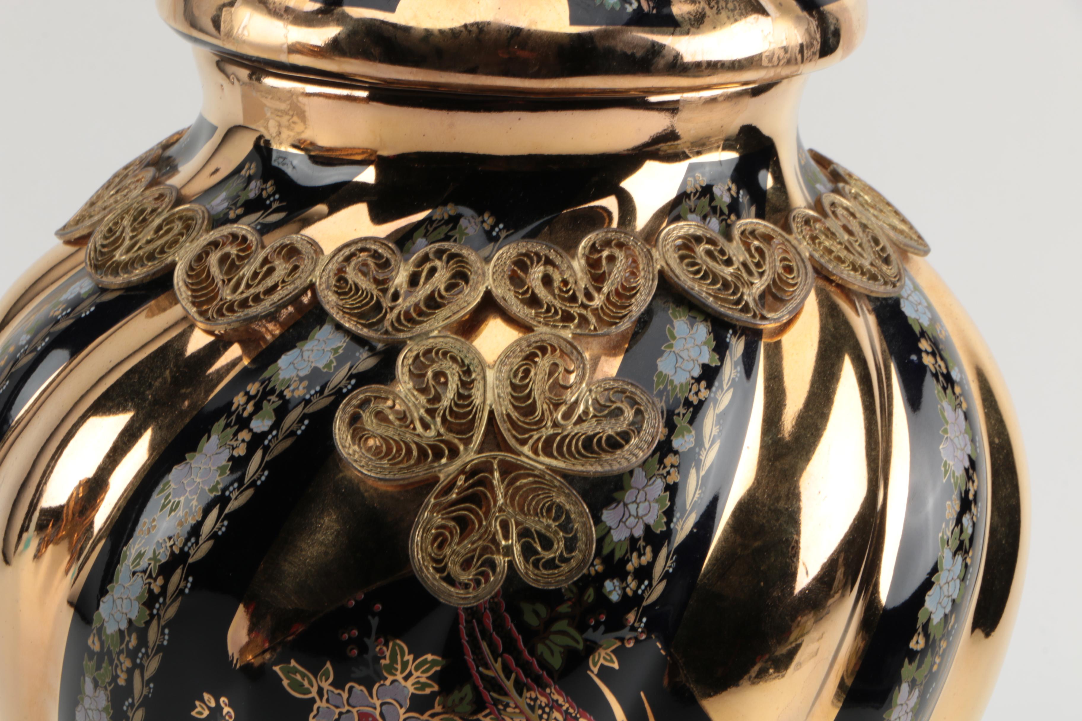 Vintage Hand-Painted Turkish Ceramic Urns