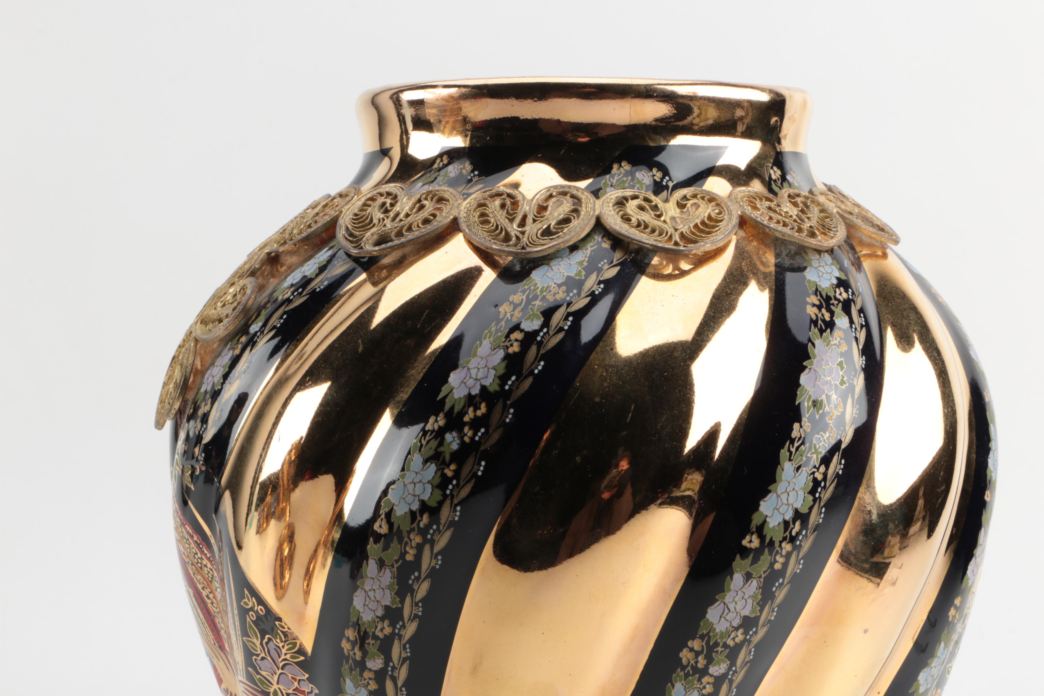 Vintage Hand-Painted Turkish Ceramic Urns