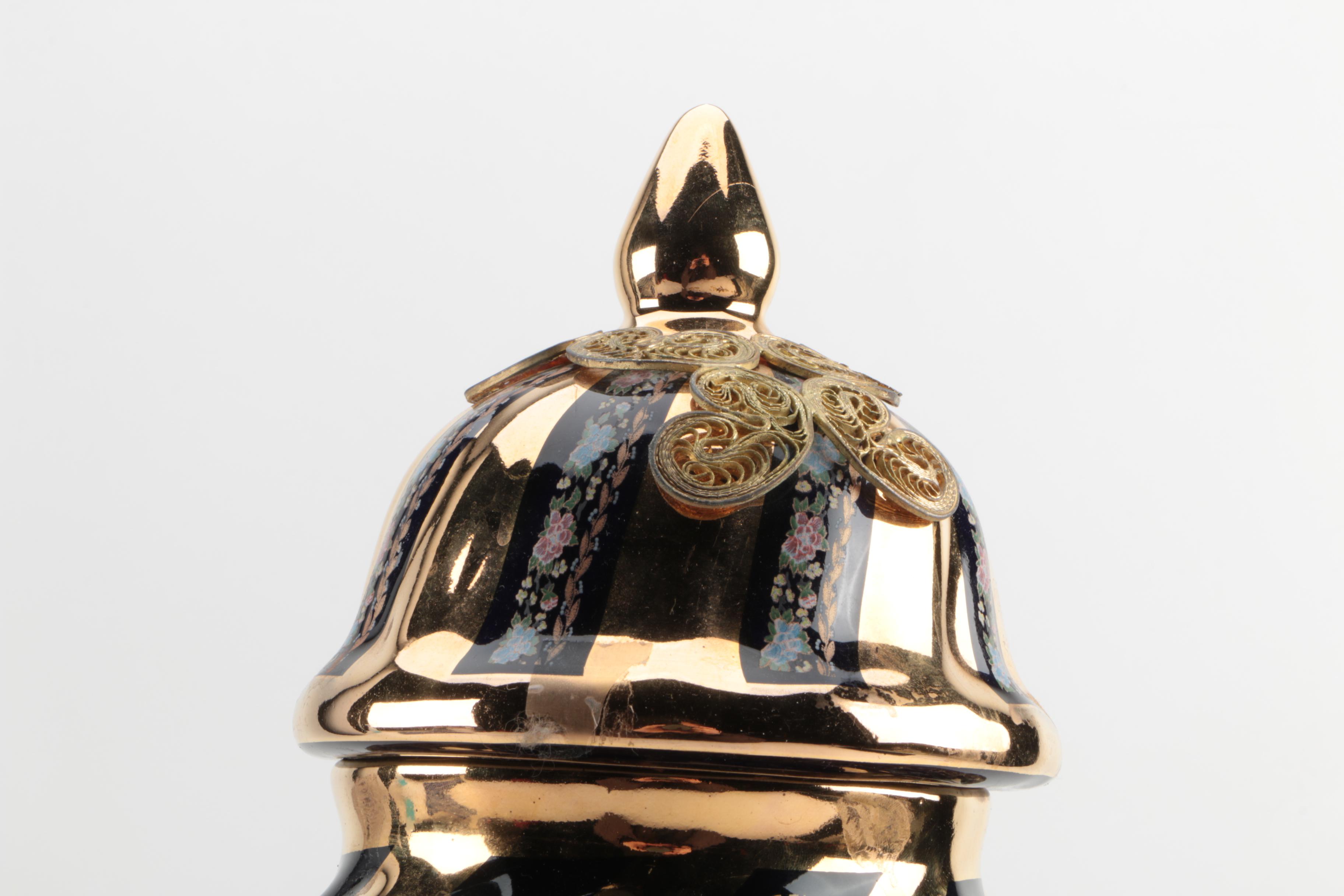 Vintage Hand-Painted Turkish Ceramic Urns