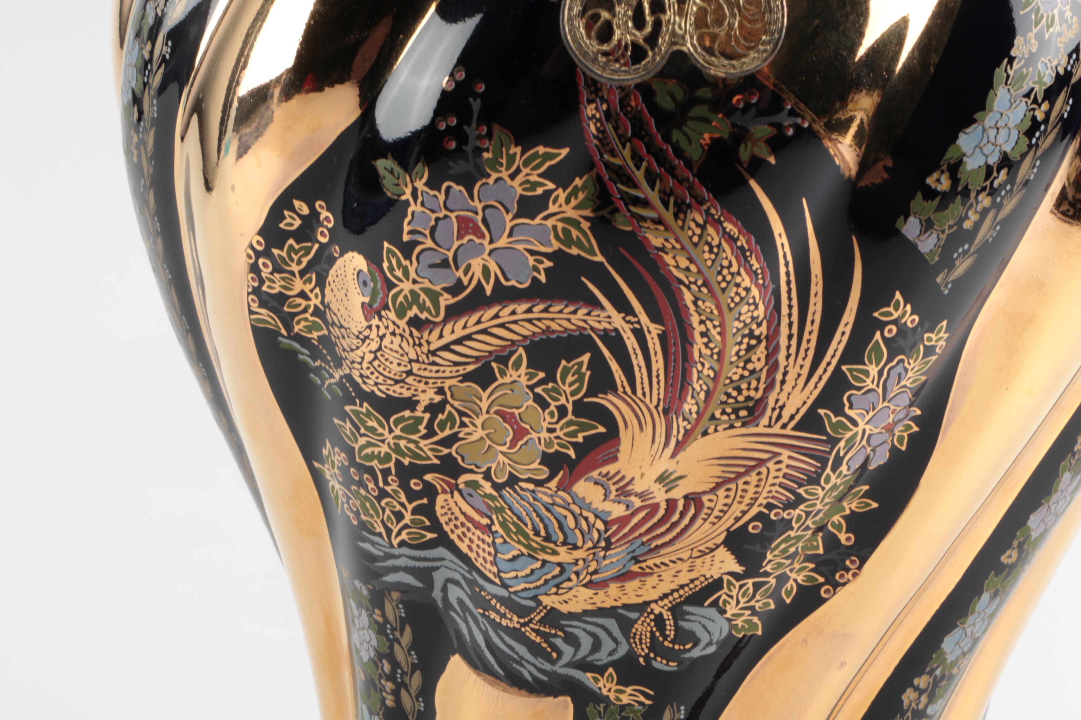 Vintage Hand-Painted Turkish Ceramic Urns