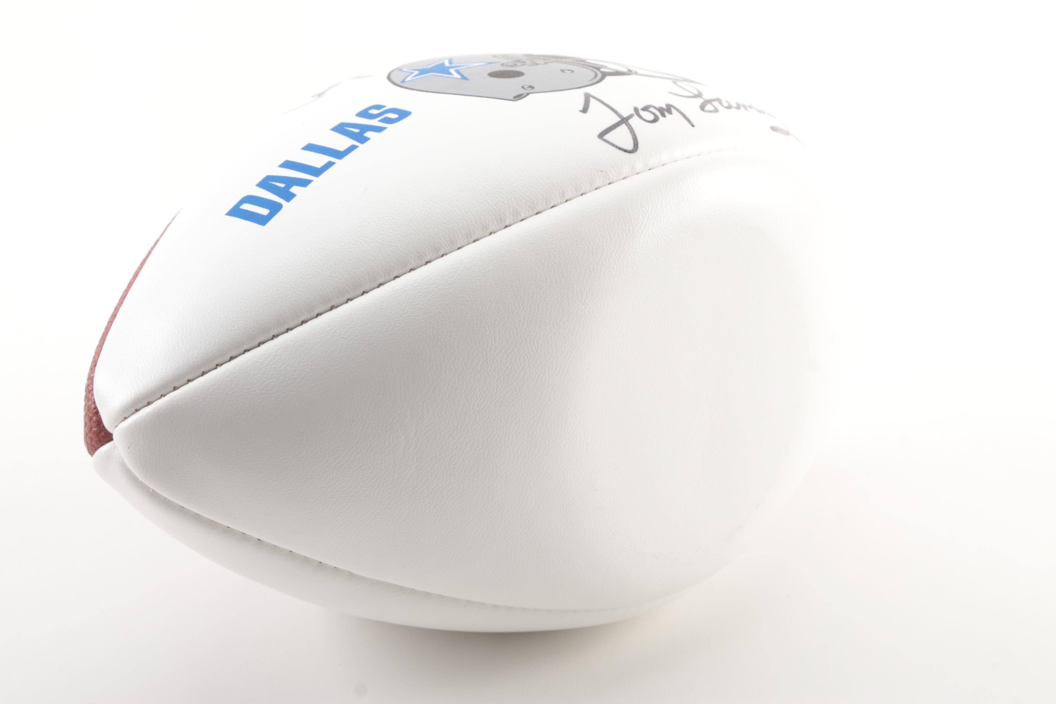 Roger Staubach and Tom Landry Autographed Football