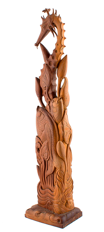 Carved Wooden Seahorse Sculpture