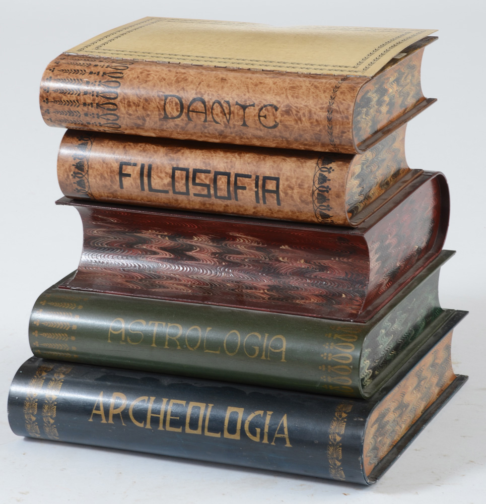 Italian Faux Stacked Book Side Table