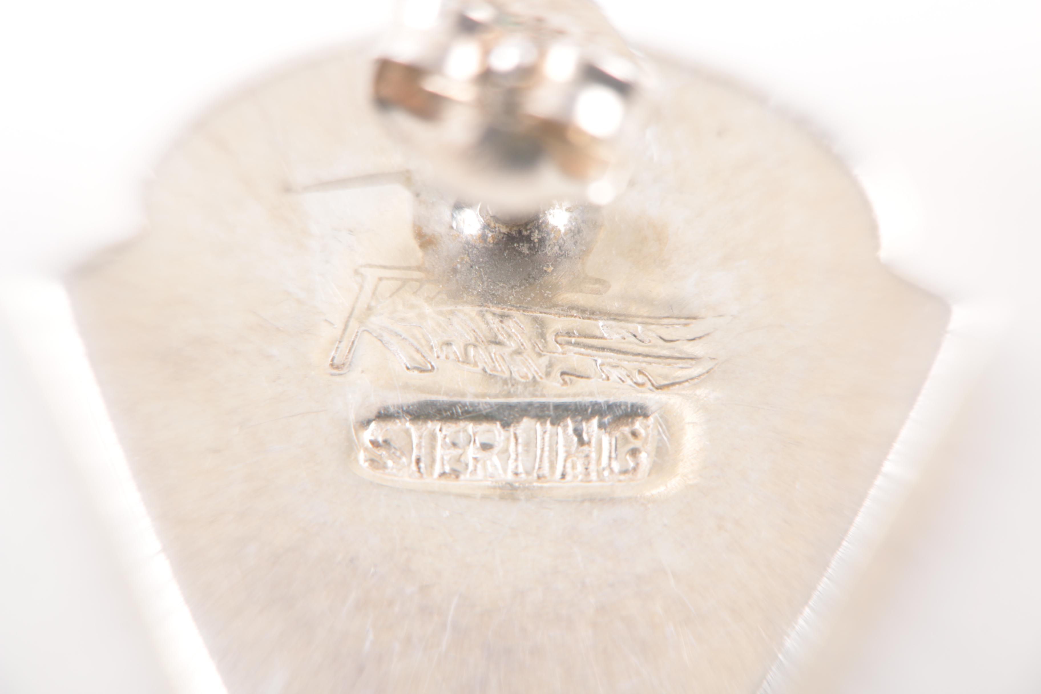 Ray Tracey Sterling Silver Spiny Oyser Shell and Sugilite Earrings