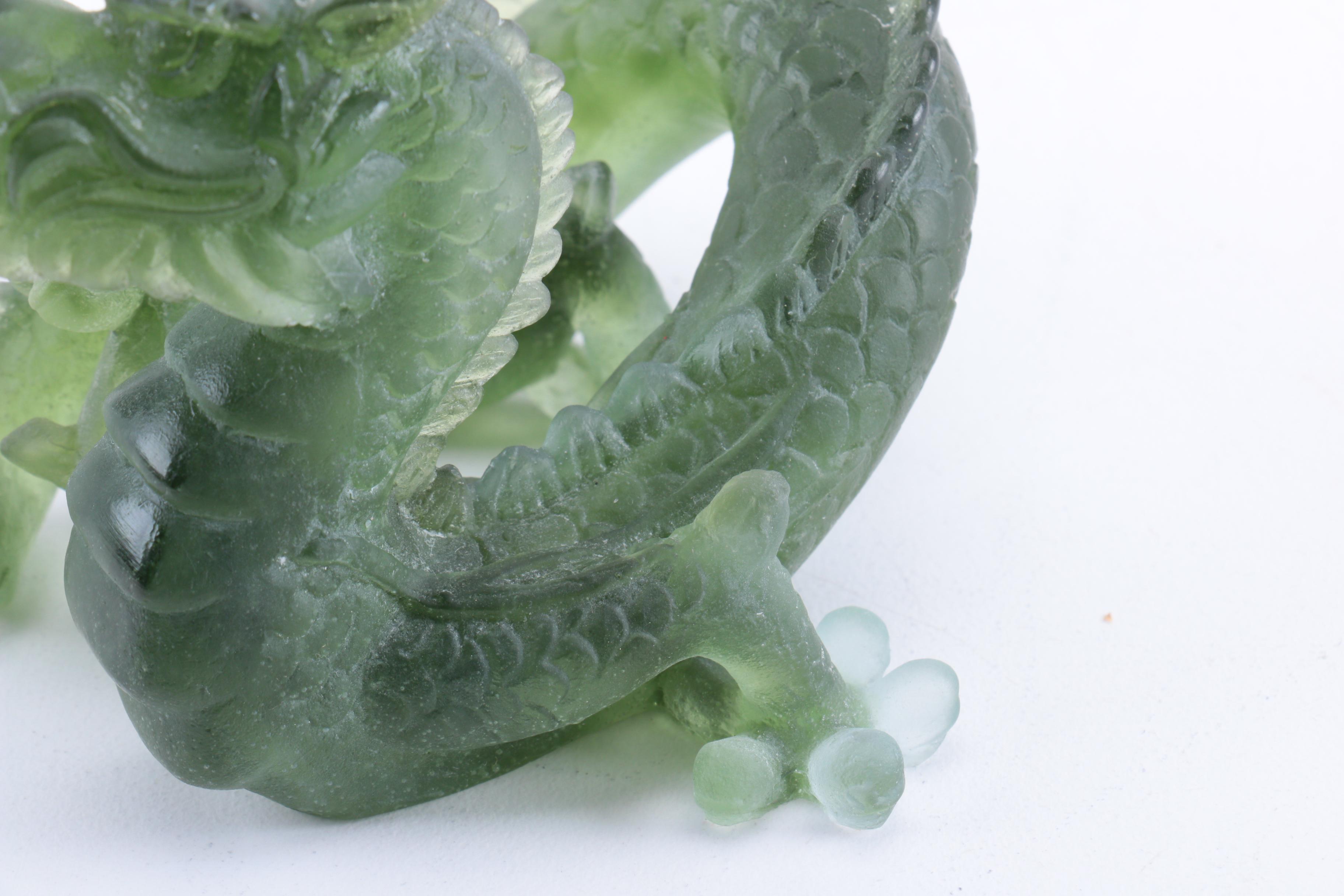 Daum France Limited Edition Pâte de Verre Crystal Dragon Figurine