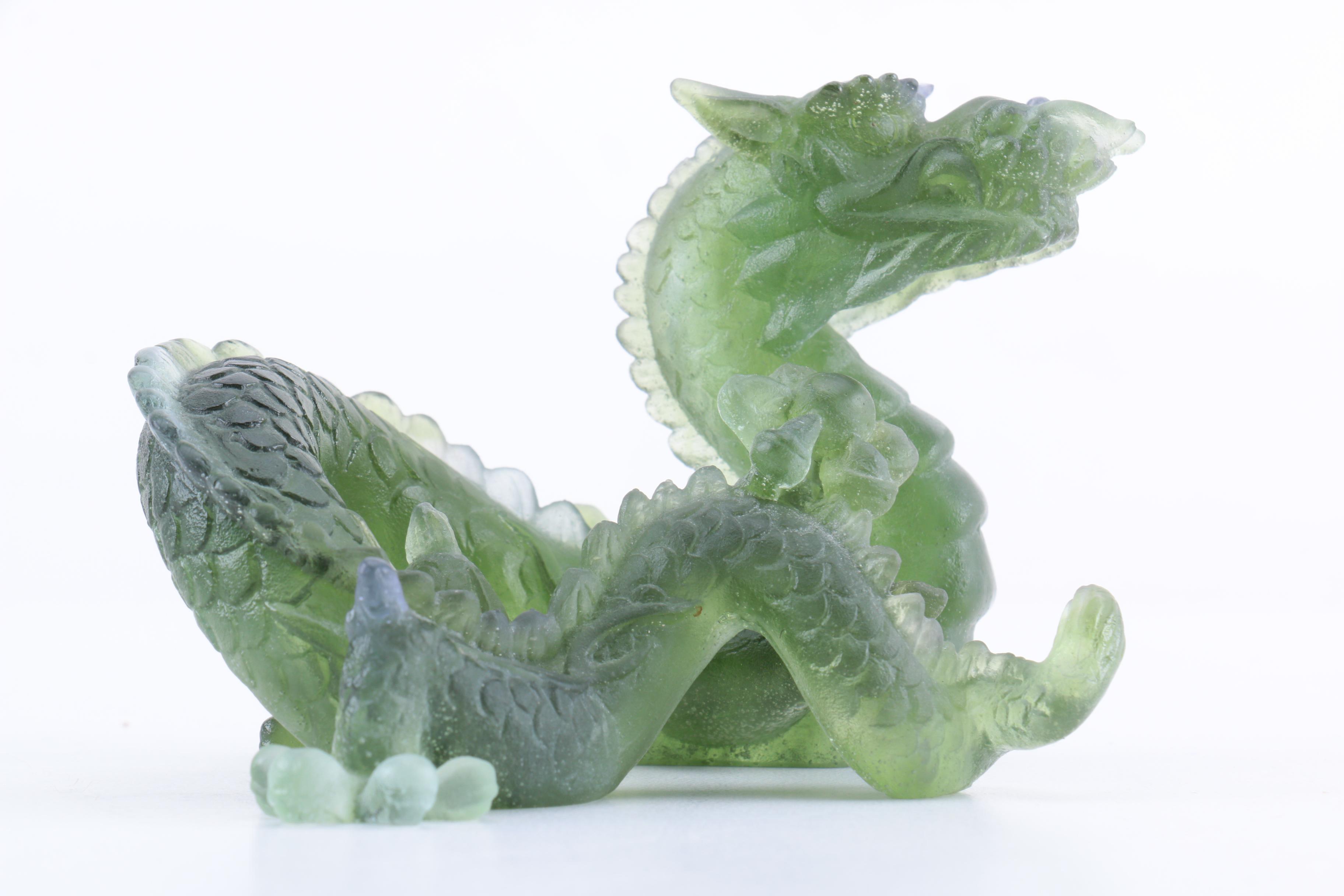 Daum France Limited Edition Pâte de Verre Crystal Dragon Figurine