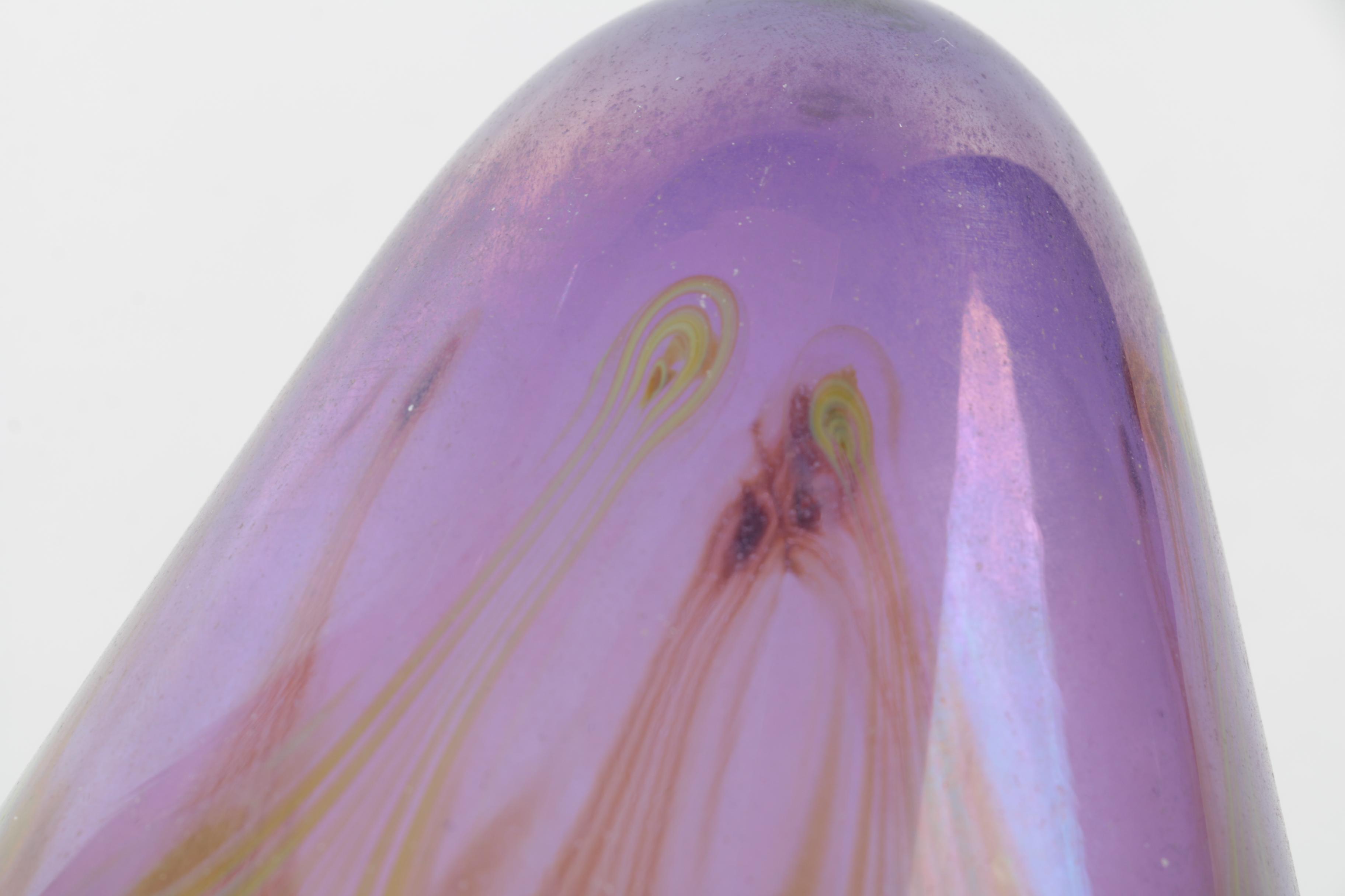 Signed Paul White Pulled Feather Blown Glass Vase