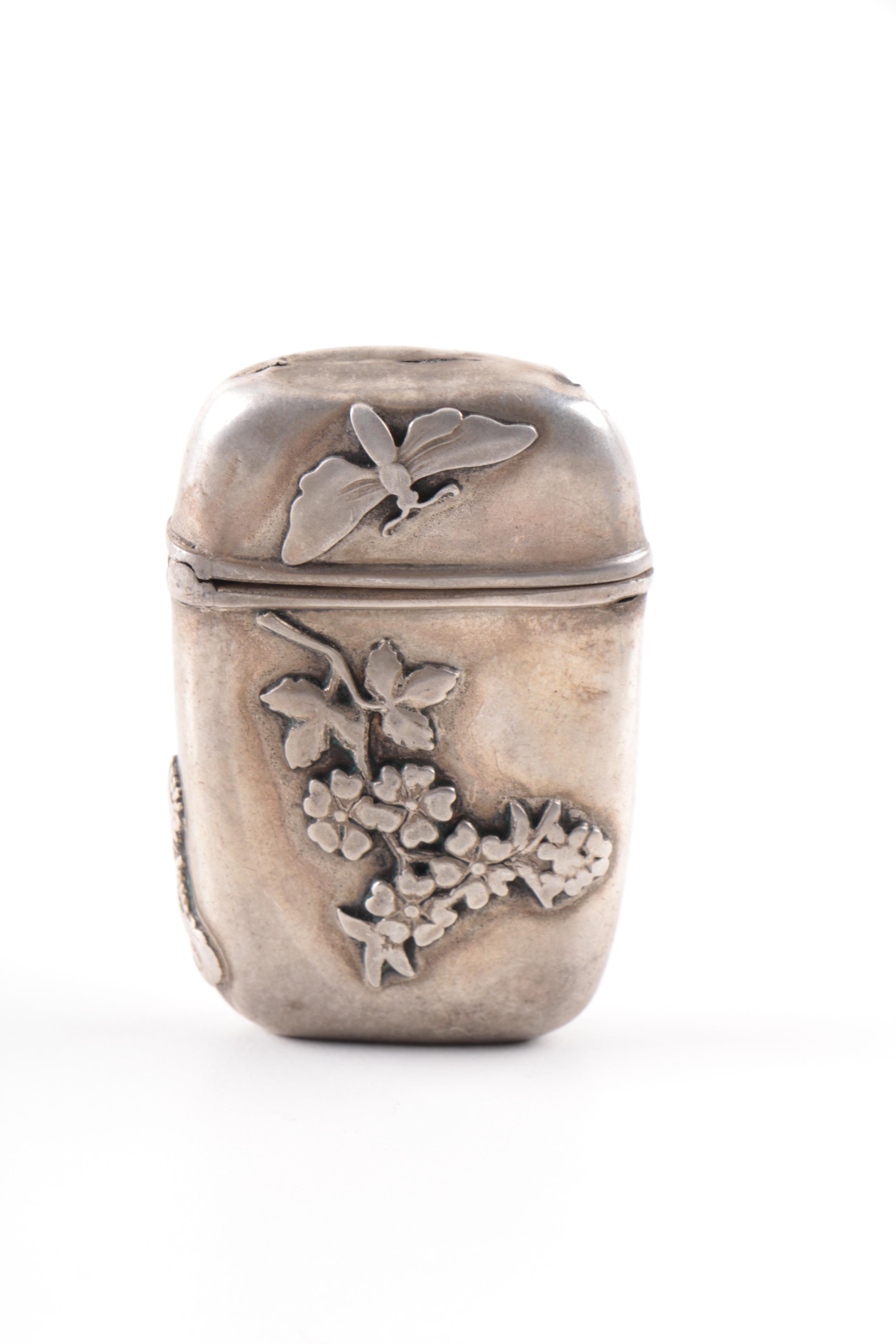 Battin & Co. Sterling Silver Cigarette Case and Antique Shiebler Match Safe