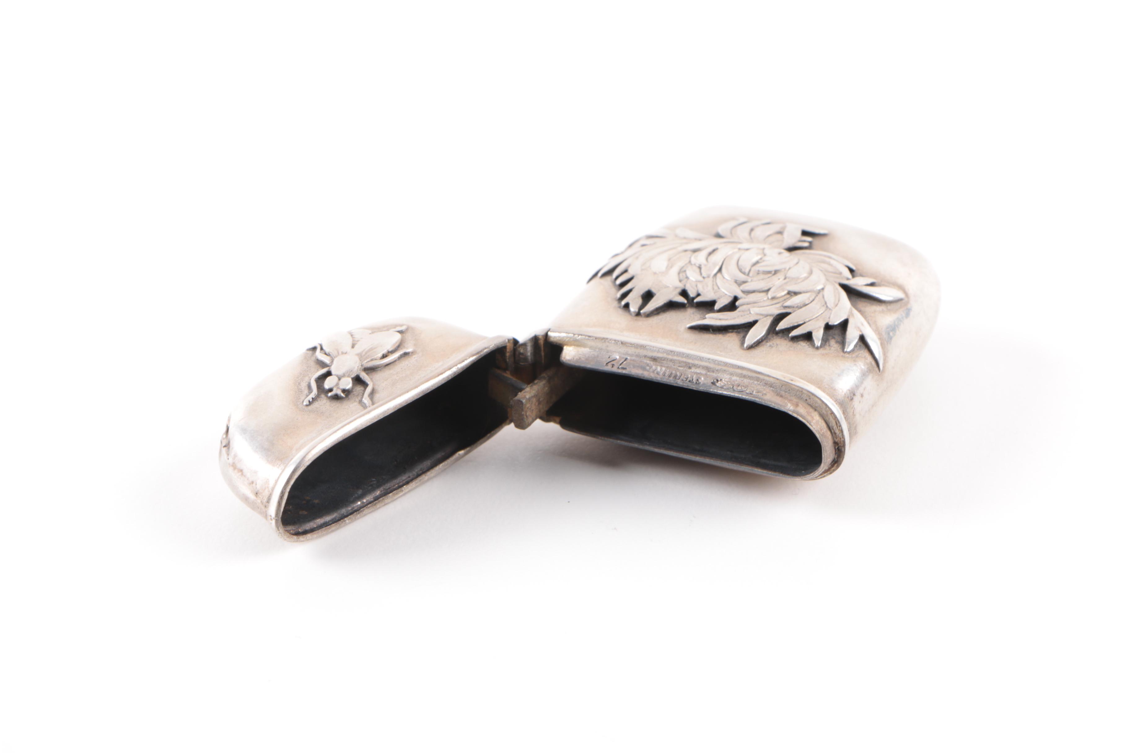 Battin & Co. Sterling Silver Cigarette Case and Antique Shiebler Match Safe