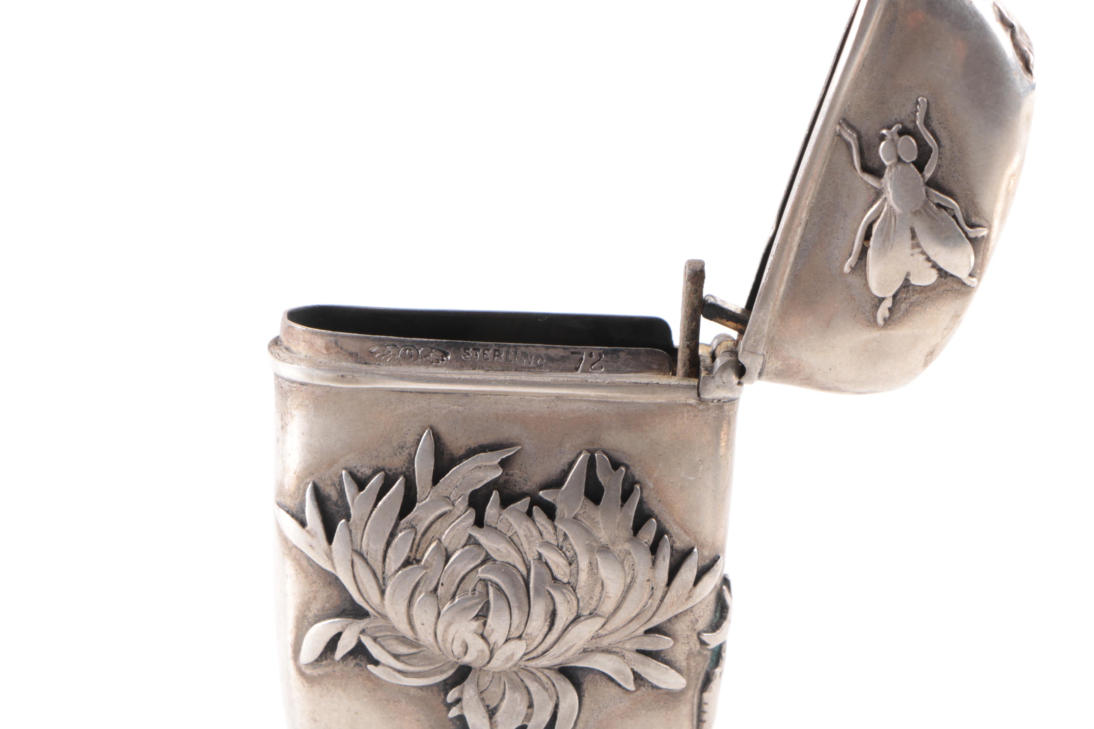 Battin & Co. Sterling Silver Cigarette Case and Antique Shiebler Match Safe