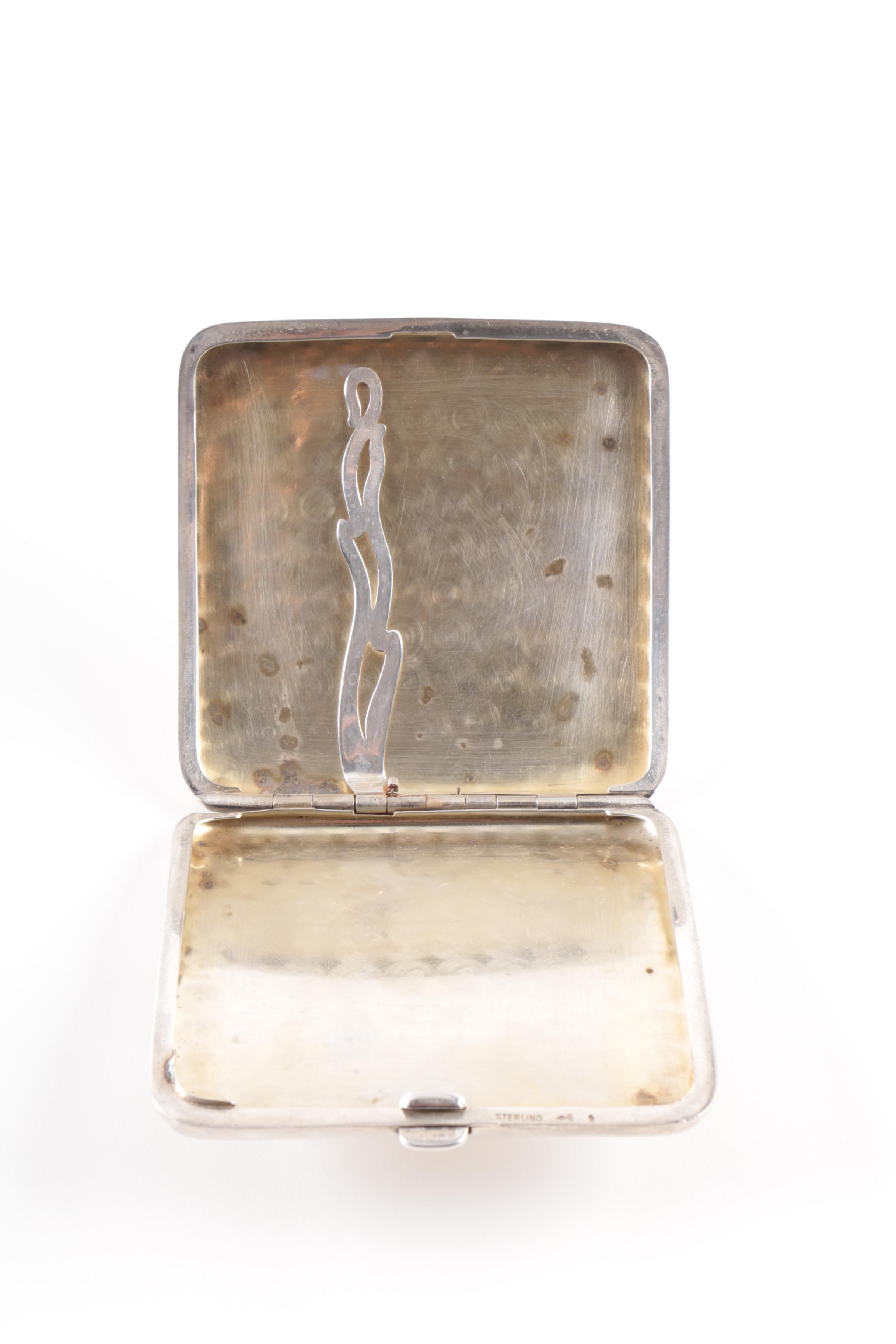 Battin & Co. Sterling Silver Cigarette Case and Antique Shiebler Match Safe