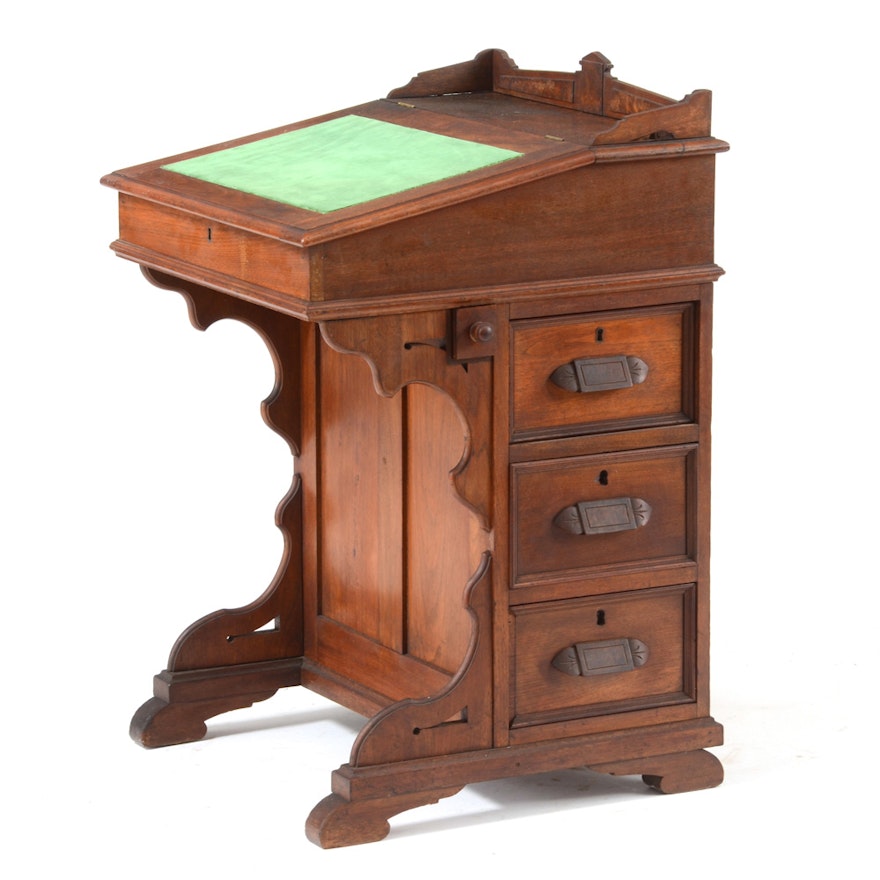 Antique Victorian Walnut Davenport Desk
