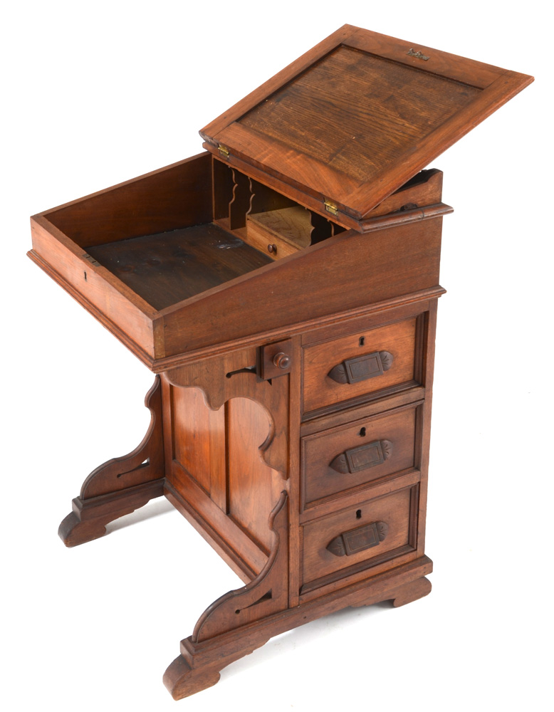 Antique Victorian Walnut Davenport Desk