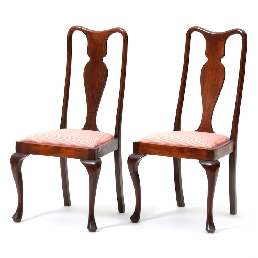 Pairing of Vintage Queen Anne Style Side Chairs