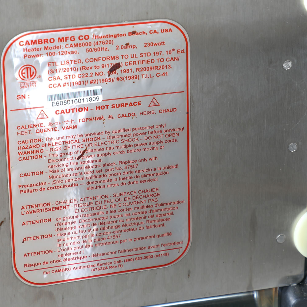 Cambro Cam6000 Heated Ultra Food Pan Carriers