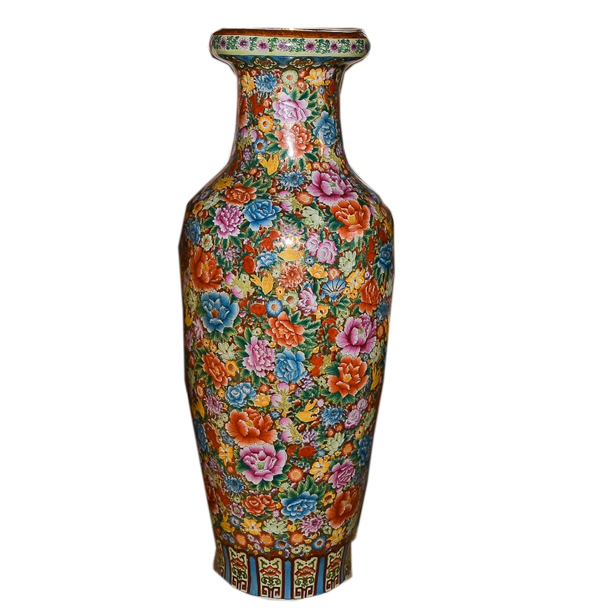 Oversized Chinese Inspired Porcelain Vase