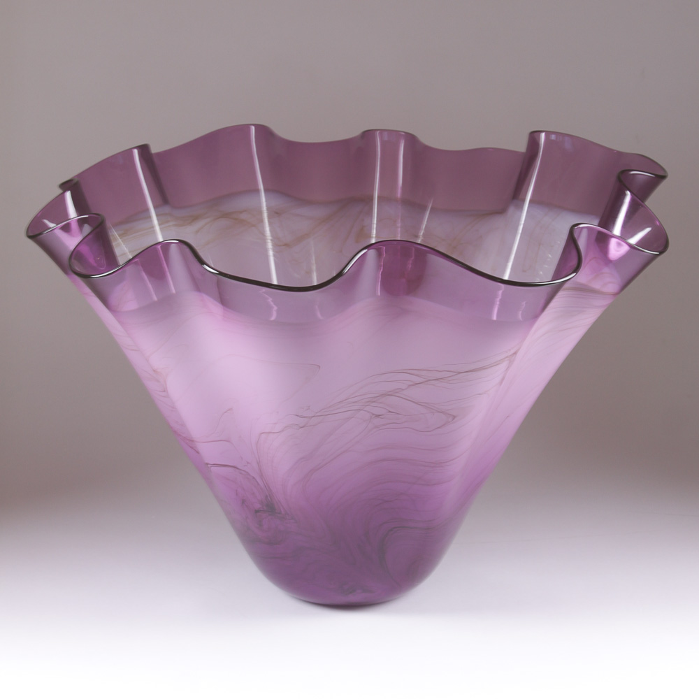 Signed Dan Bergsma Hand-Blown Glass Handkerchief Vase