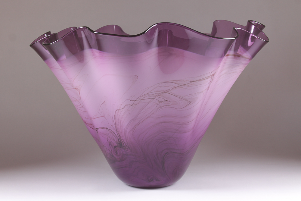 Signed Dan Bergsma Hand-Blown Glass Handkerchief Vase