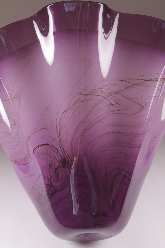 Signed Dan Bergsma Hand-Blown Glass Handkerchief Vase