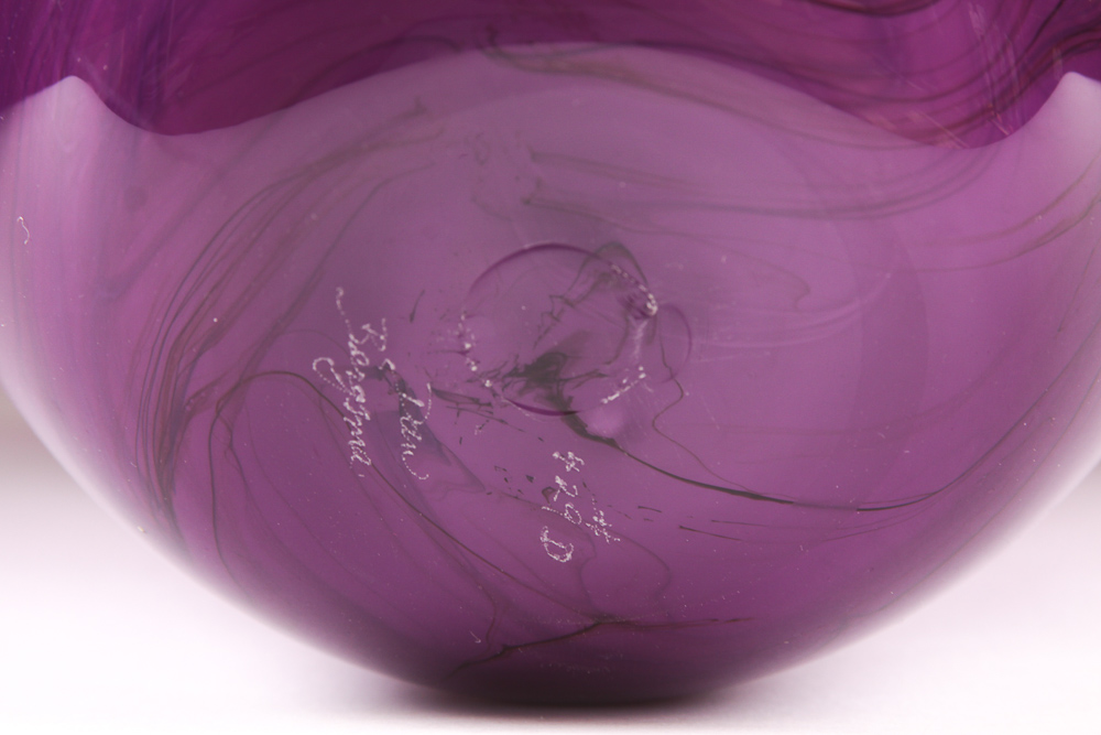 Signed Dan Bergsma Hand-Blown Glass Handkerchief Vase