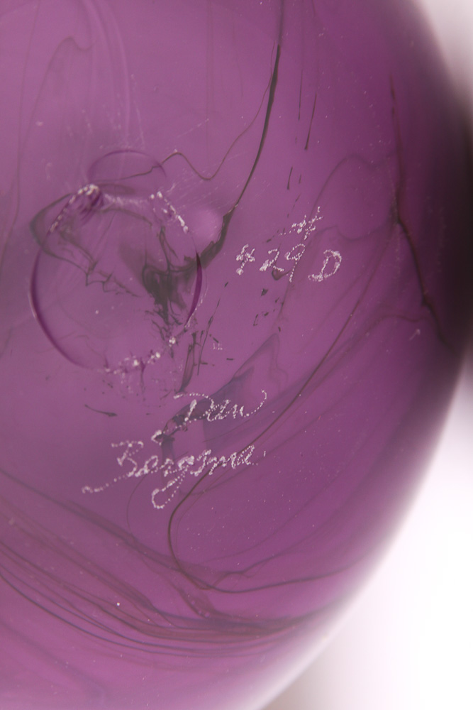 Signed Dan Bergsma Hand-Blown Glass Handkerchief Vase