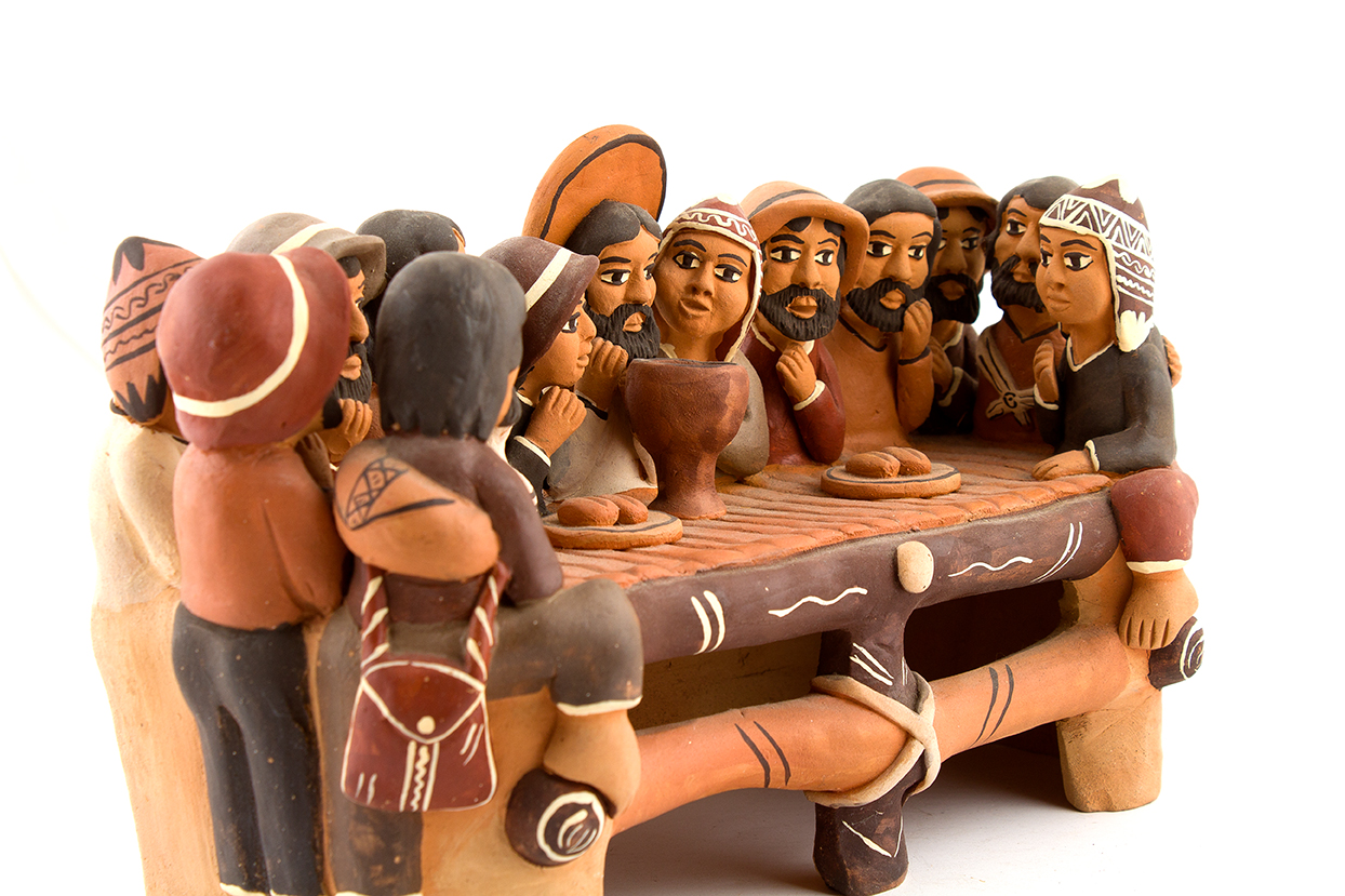 Peruvian Pottery Including Folk Art Style "Last Supper"