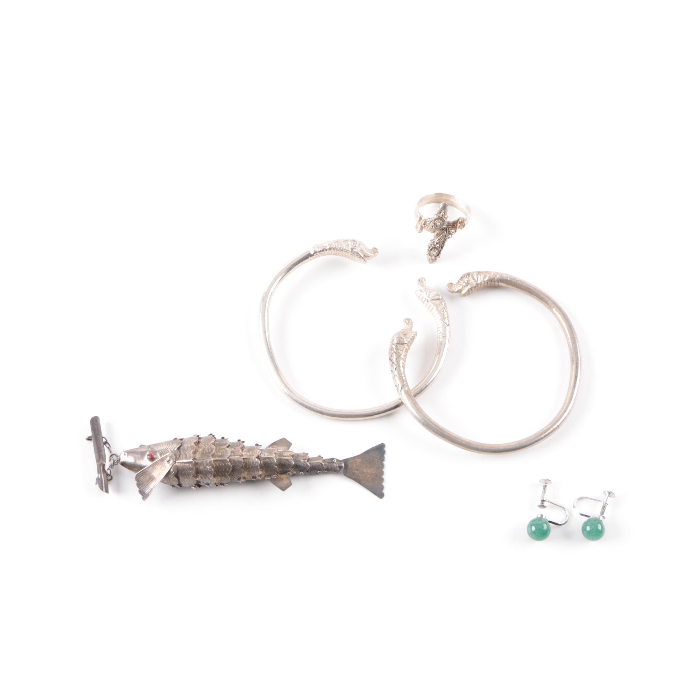 Sterling Silver Ring, Pendant, Bracelets, and Earrings