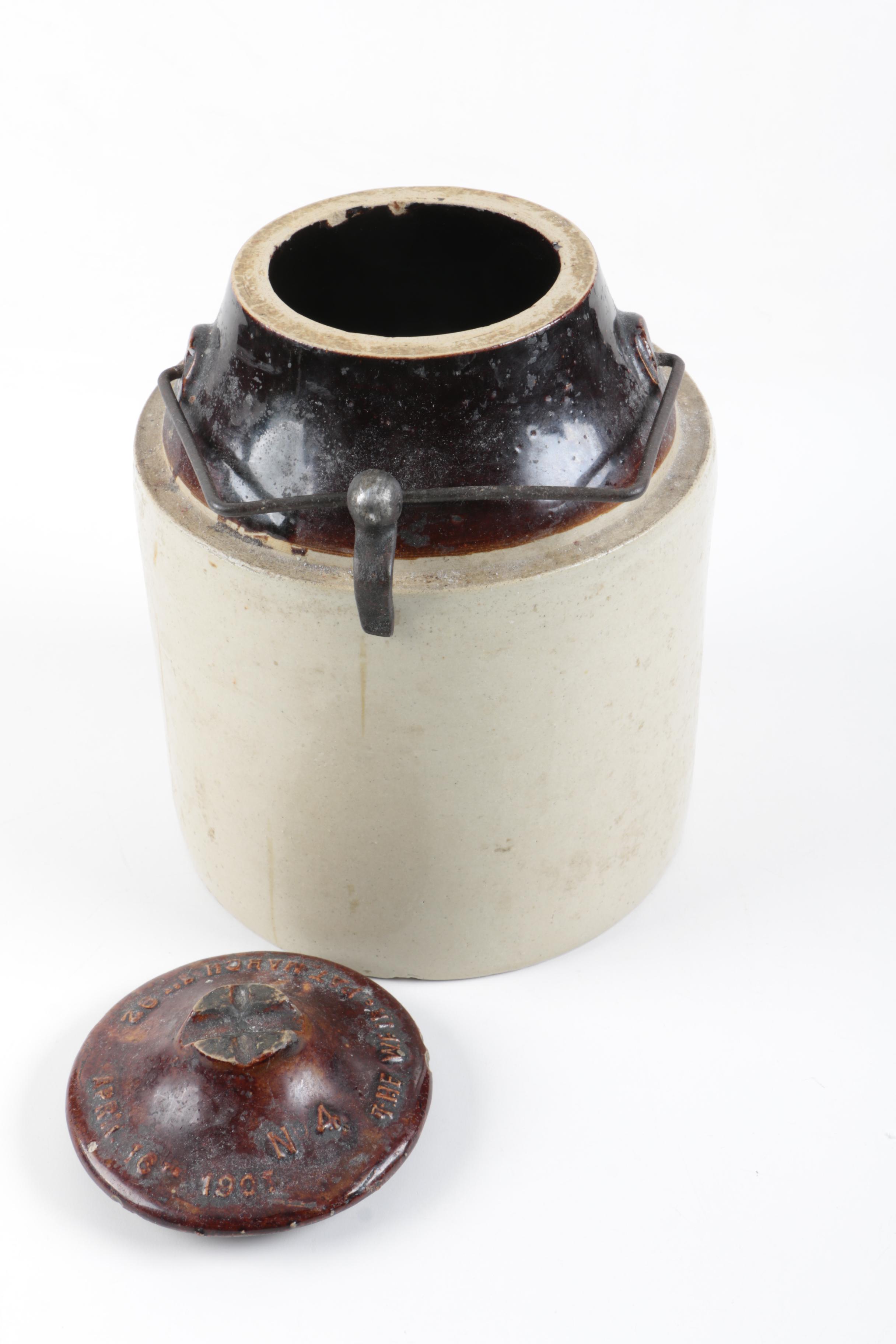 Vintage "The Weir" No. 4 Stoneware Canning Jar