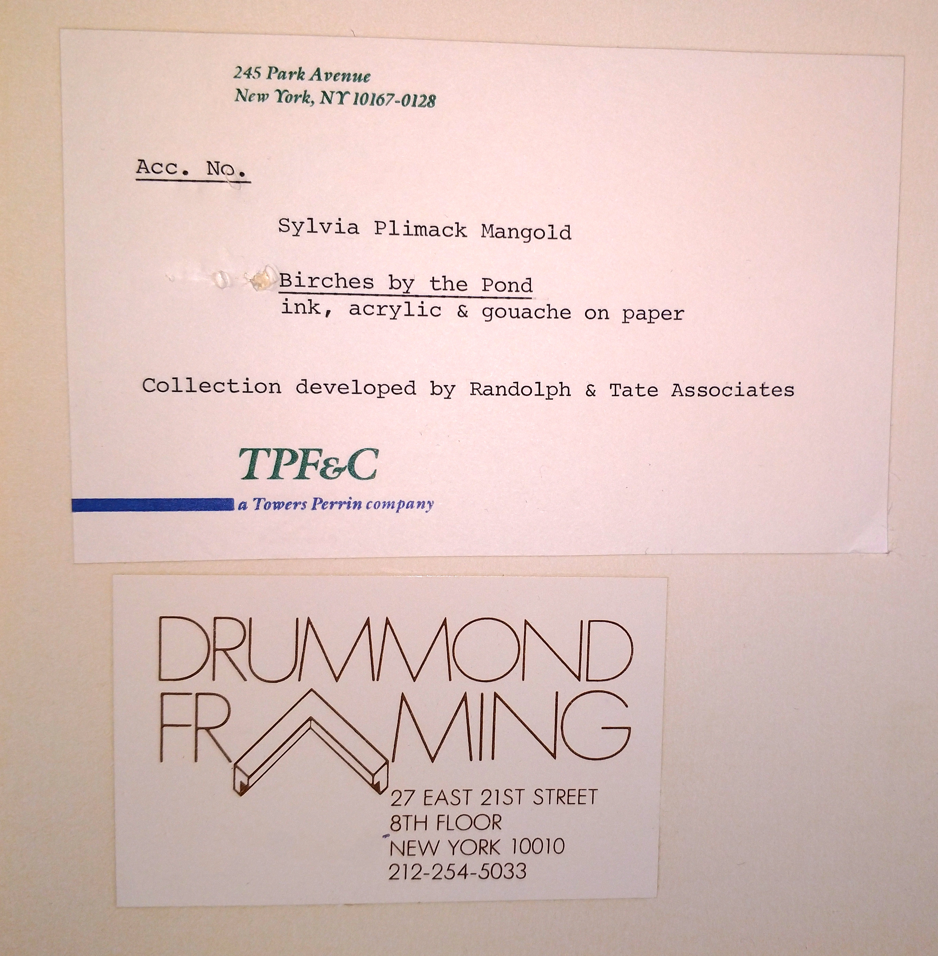 Sylvia Plimack Mangold 1986 Mixed Media Painting on Paper "Birches by the Pond"