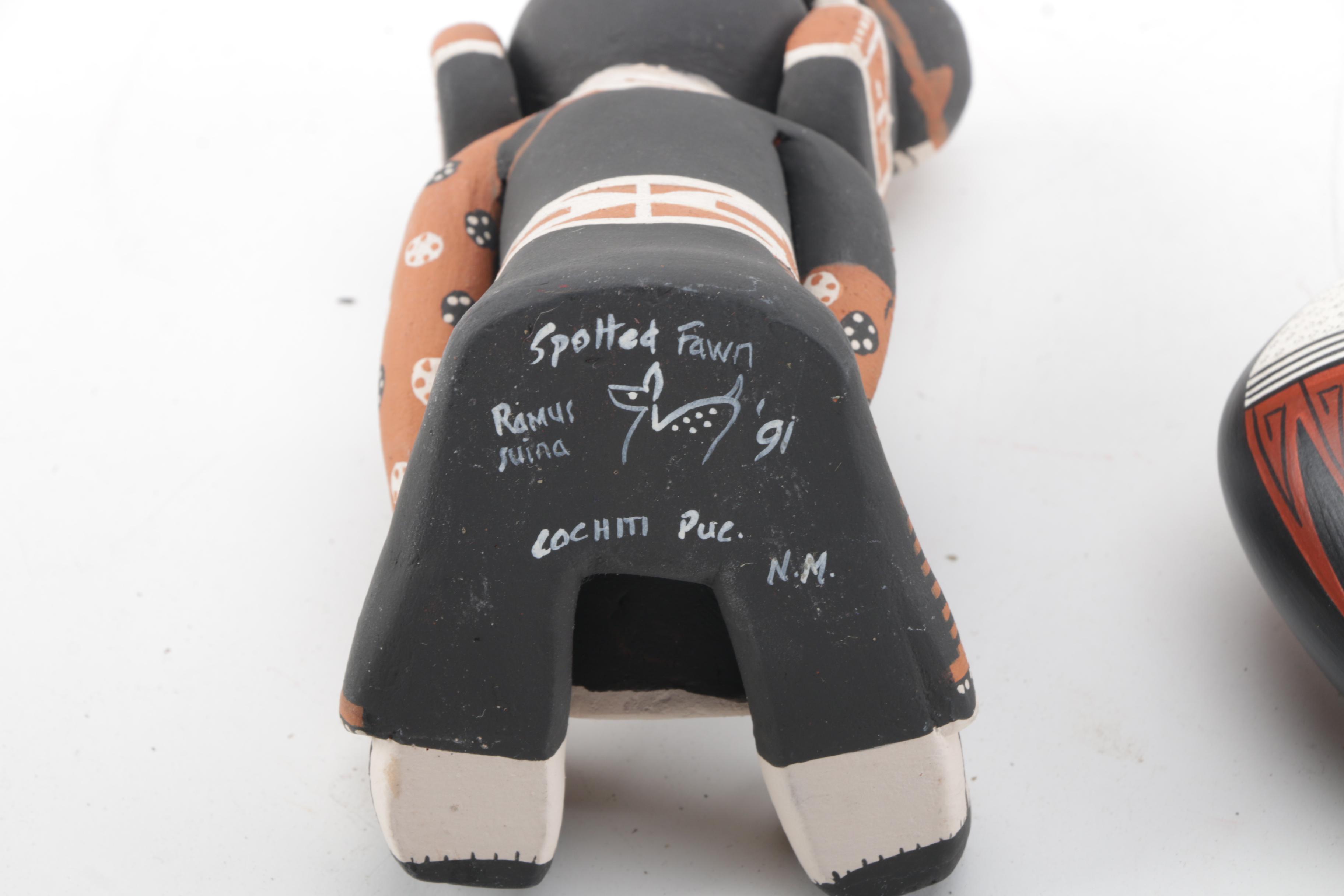 Cochiti Pueblo Storyteller Doll and Hopi Tewa Fetish Bear