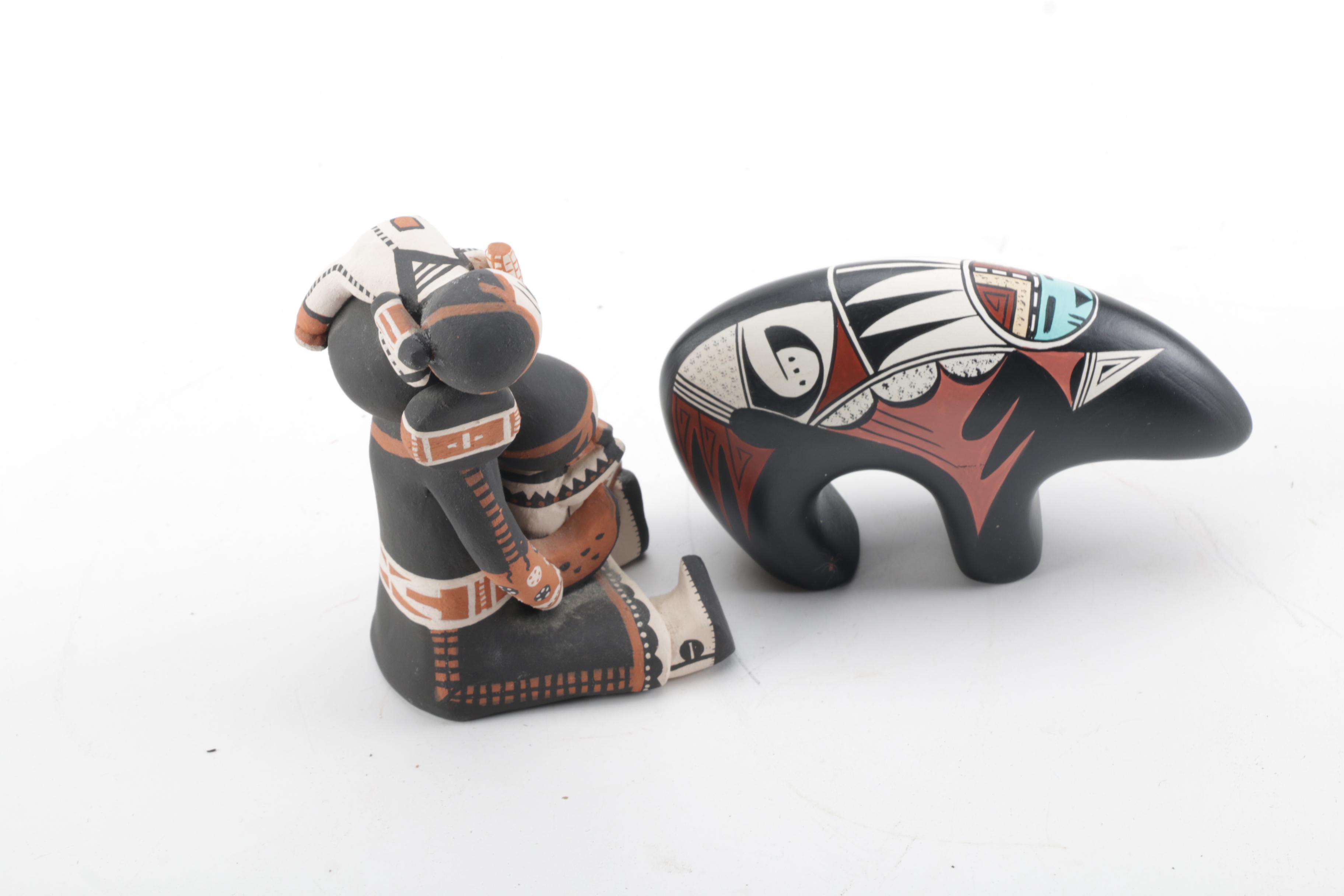 Cochiti Pueblo Storyteller Doll and Hopi Tewa Fetish Bear