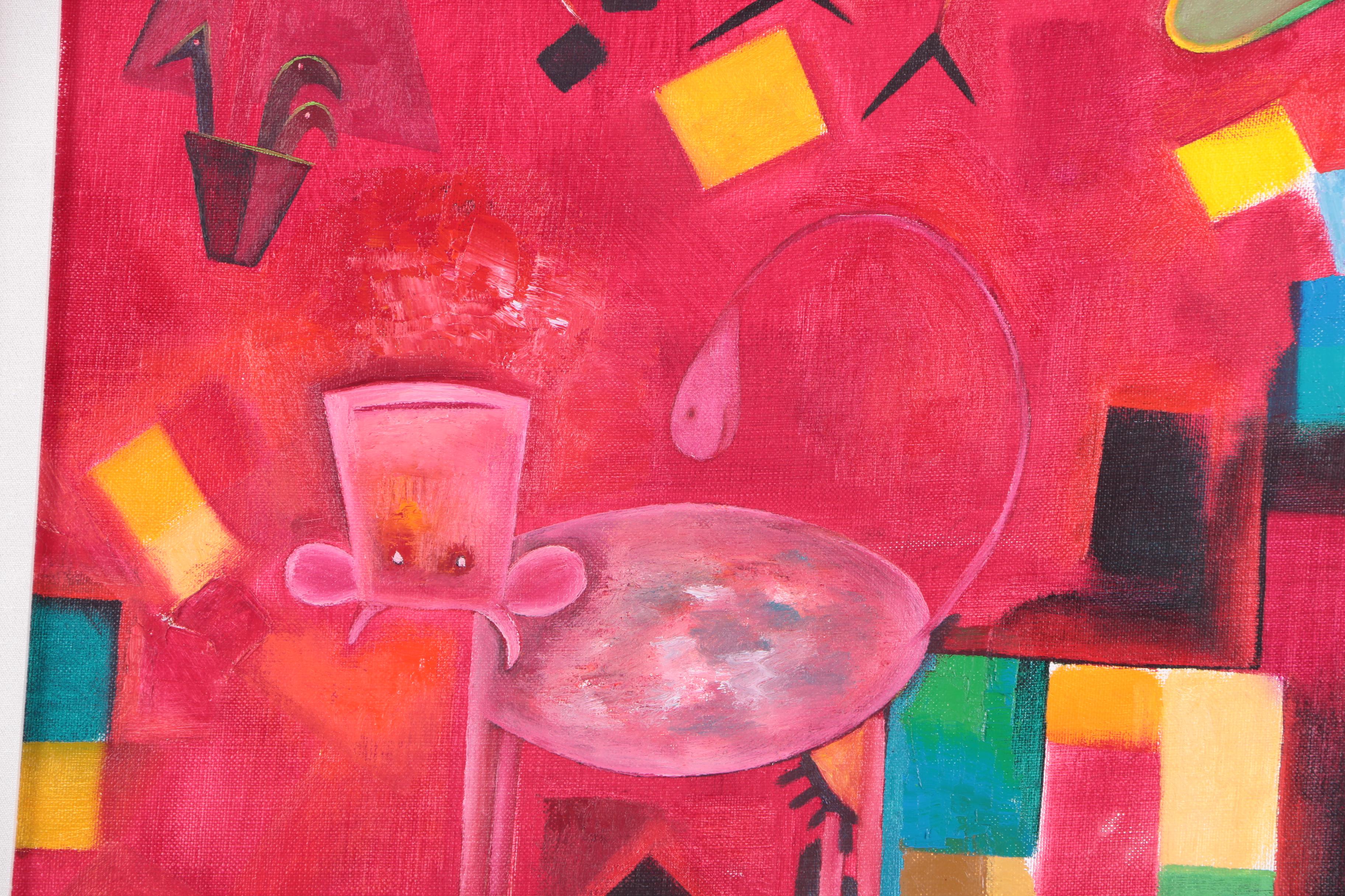 Rafael Gurvich Oil Painting on Canvas Panel "Cow Quiz"