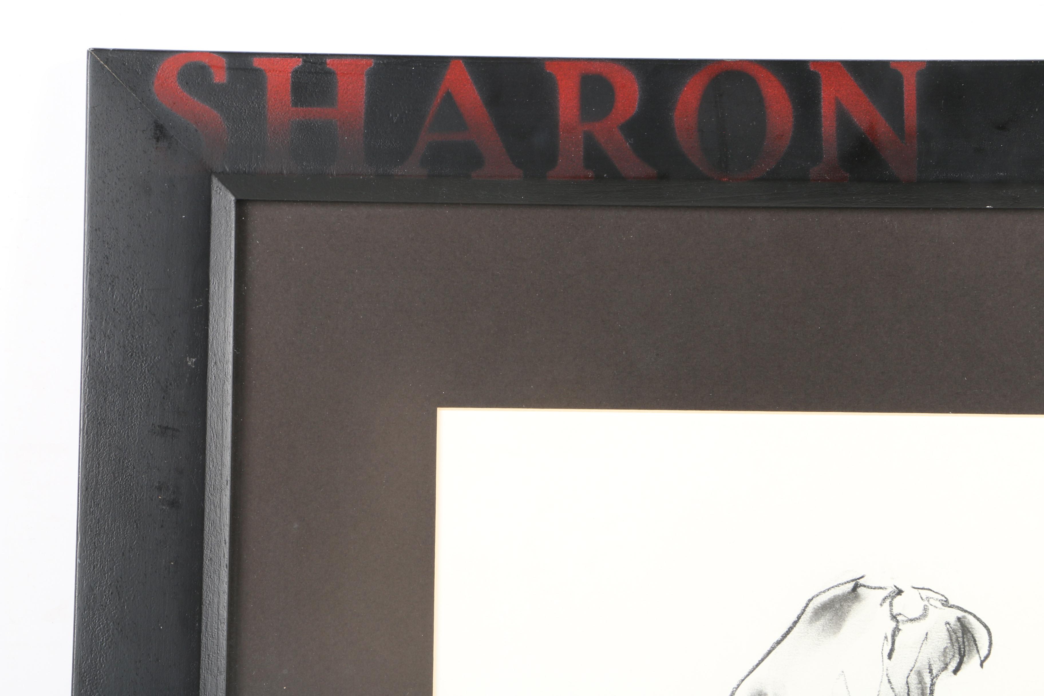 Attributed to Krandel Lee Newton Charcoal Drawing "Butt Sketch World Tour"