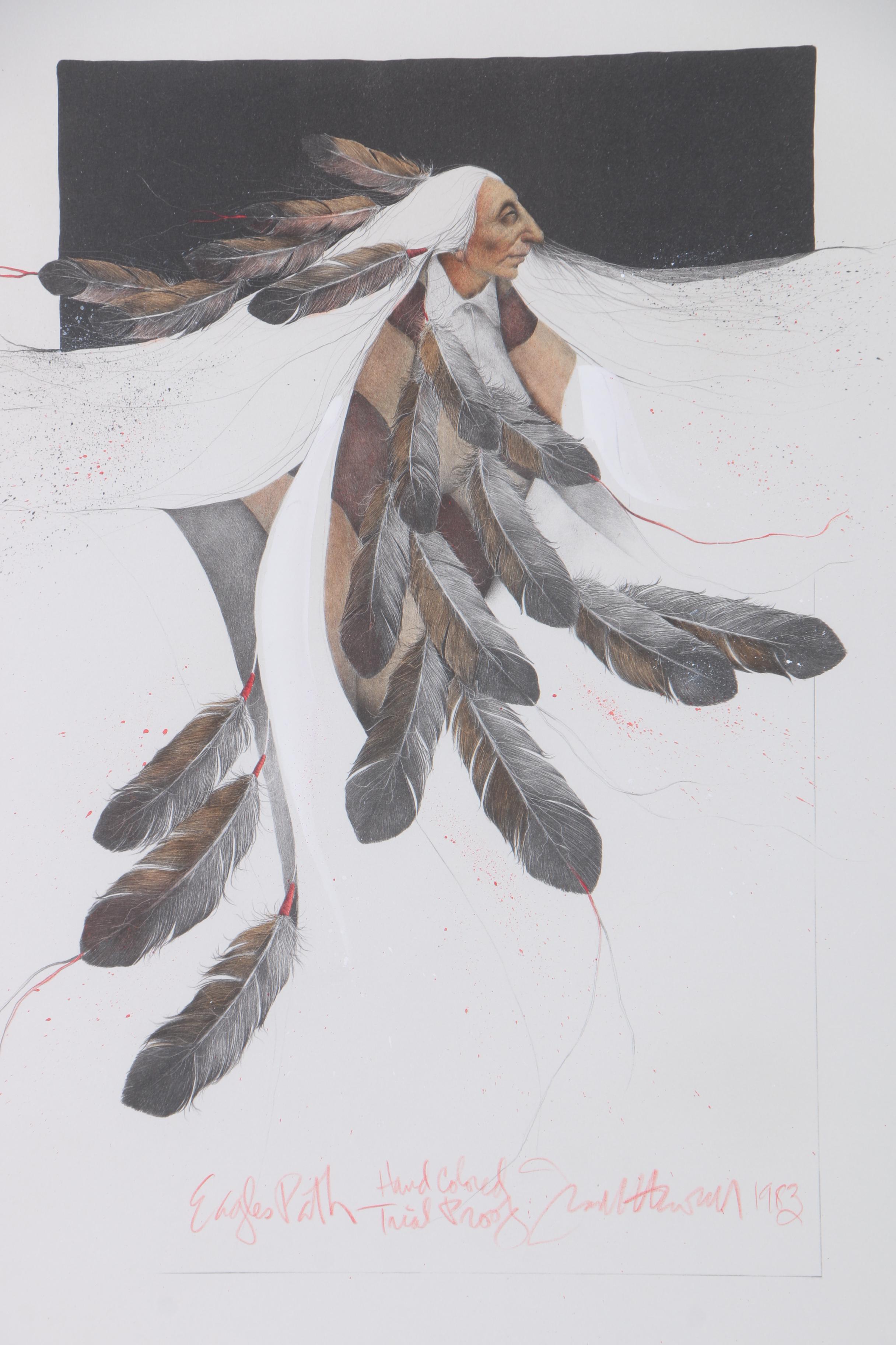 Frank Howell Hand-colored Artist Proof Lithograph on Paper "Eagles Path"