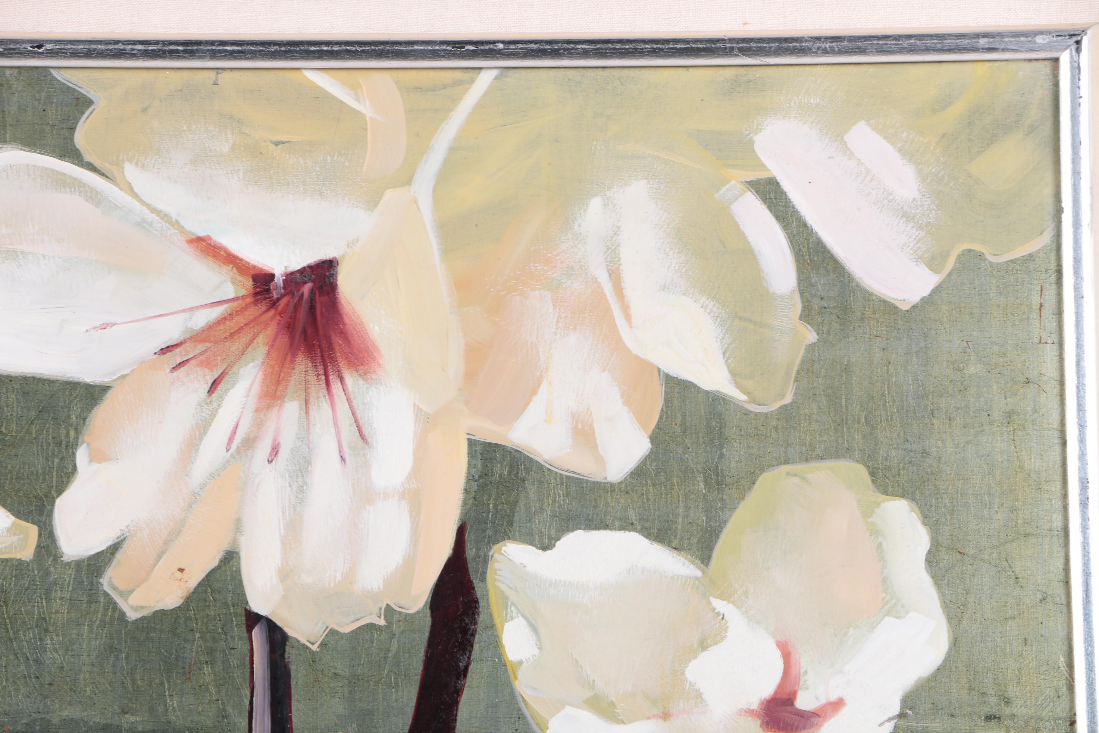 M.W. Huggins Oil Painting of a Flowering Branch "White Blossoms"